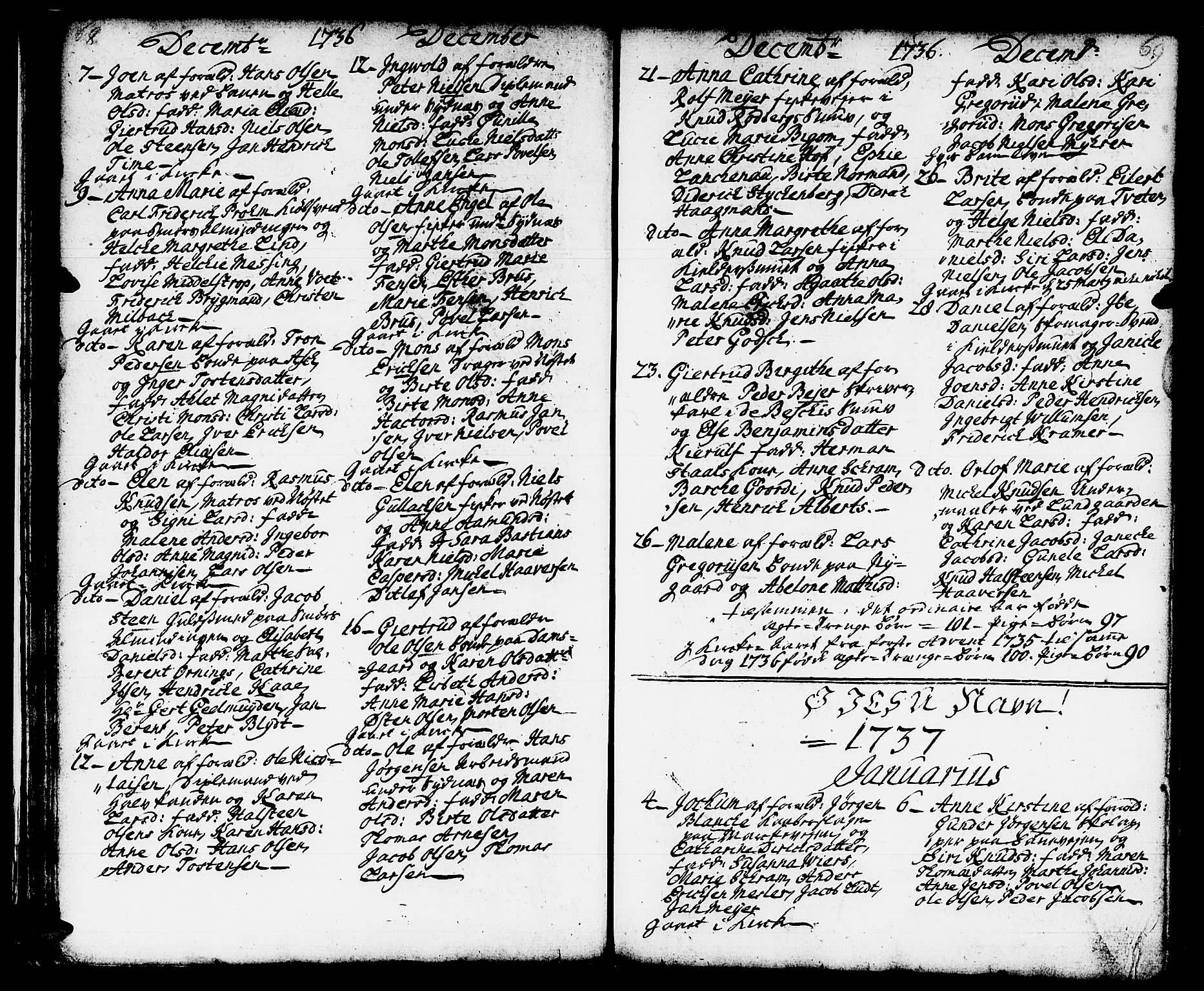 Domkirken sokneprestembete, SAB/A-74801/H/Haa/L0002: Parish register (official) no. A 2, 1733-1750, p. 68-69