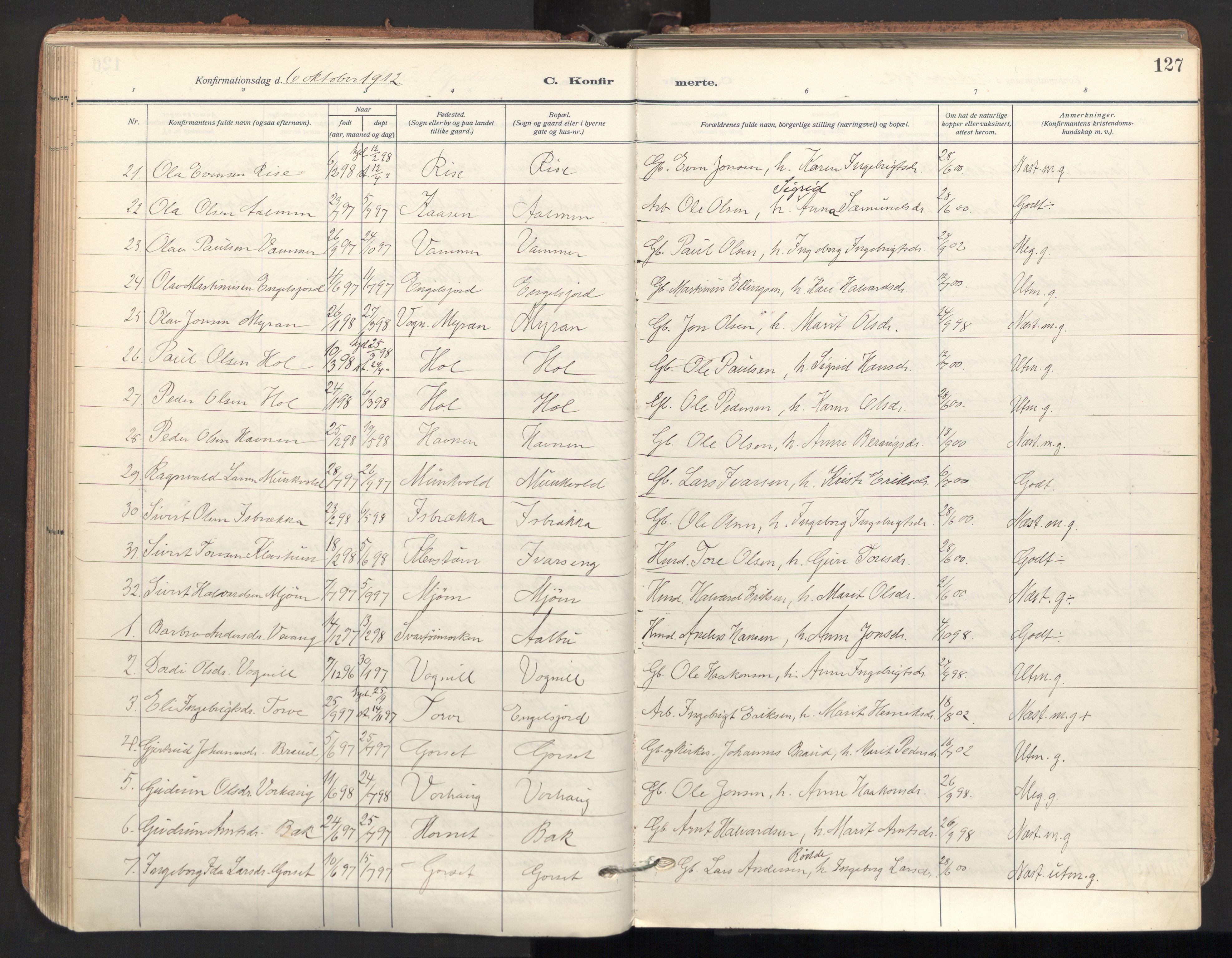 Ministerialprotokoller, klokkerbøker og fødselsregistre - Sør-Trøndelag, AV/SAT-A-1456/678/L0909: Parish register (official) no. 678A17, 1912-1930, p. 127