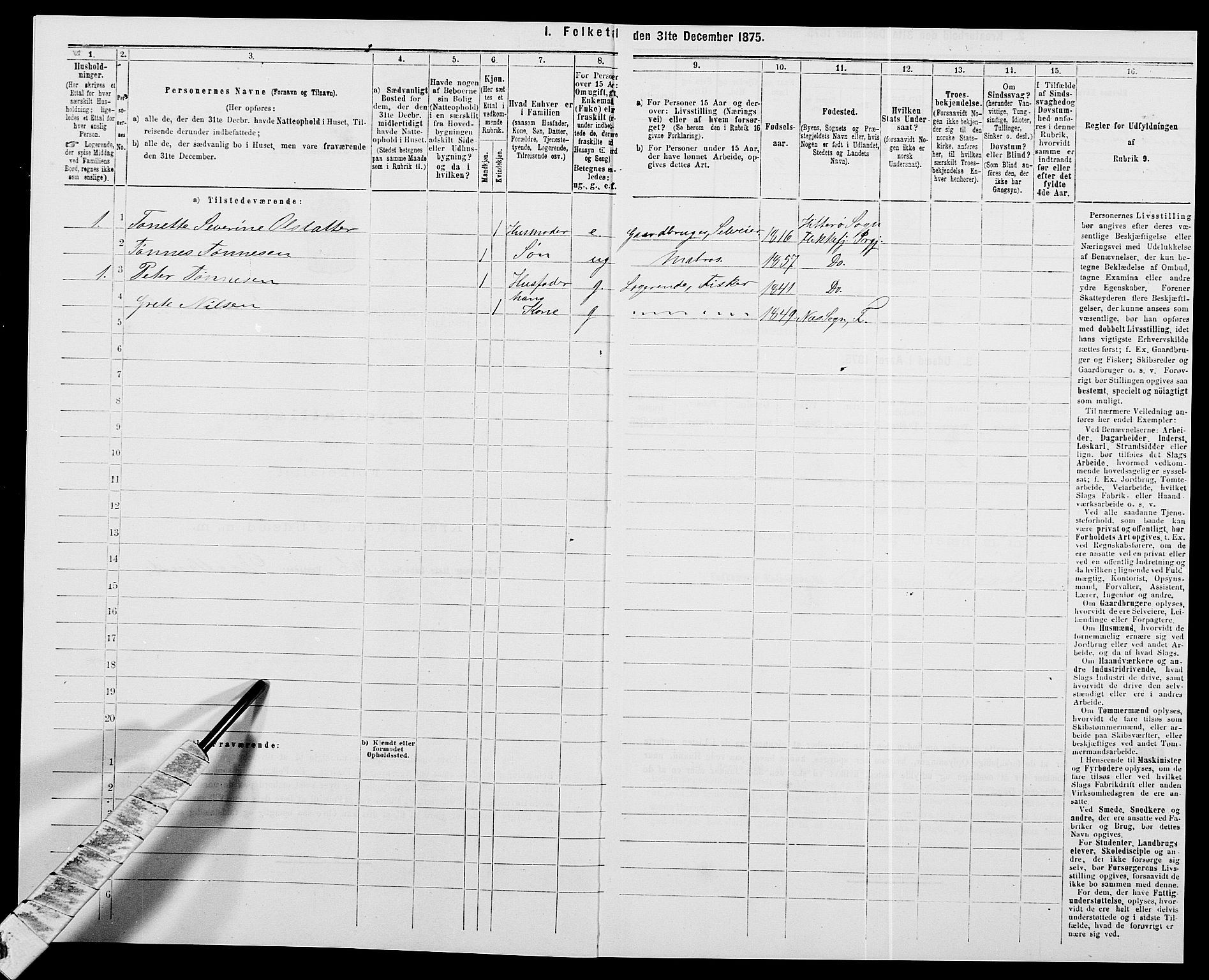 SAK, 1875 census for 1042L Flekkefjord/Nes og Hidra, 1875, p. 693