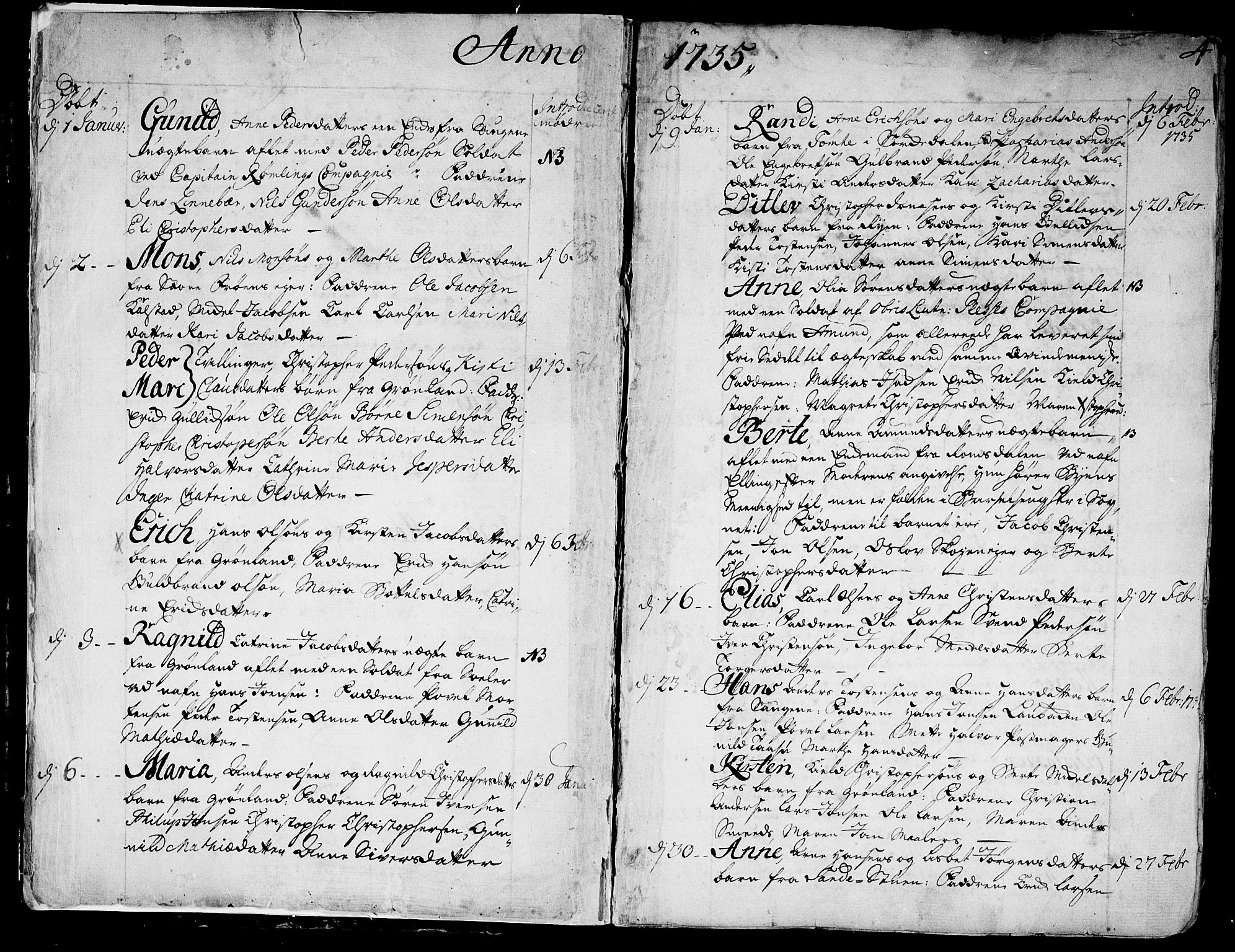 Aker prestekontor kirkebøker, SAO/A-10861/F/L0007: Parish register (official) no. 7, 1734-1748, p. 4