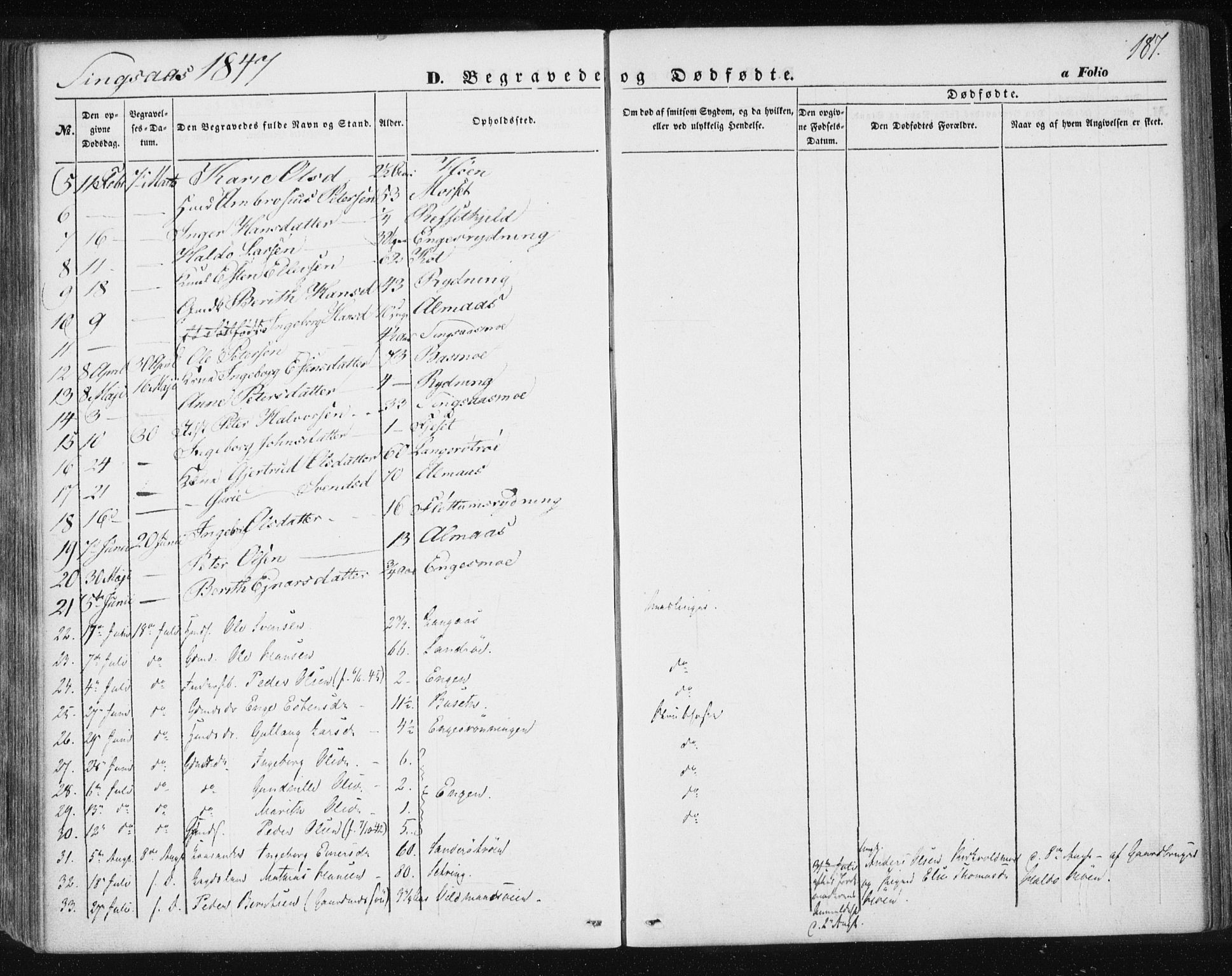 Ministerialprotokoller, klokkerbøker og fødselsregistre - Sør-Trøndelag, AV/SAT-A-1456/685/L0964: Parish register (official) no. 685A06 /2, 1846-1859, p. 187