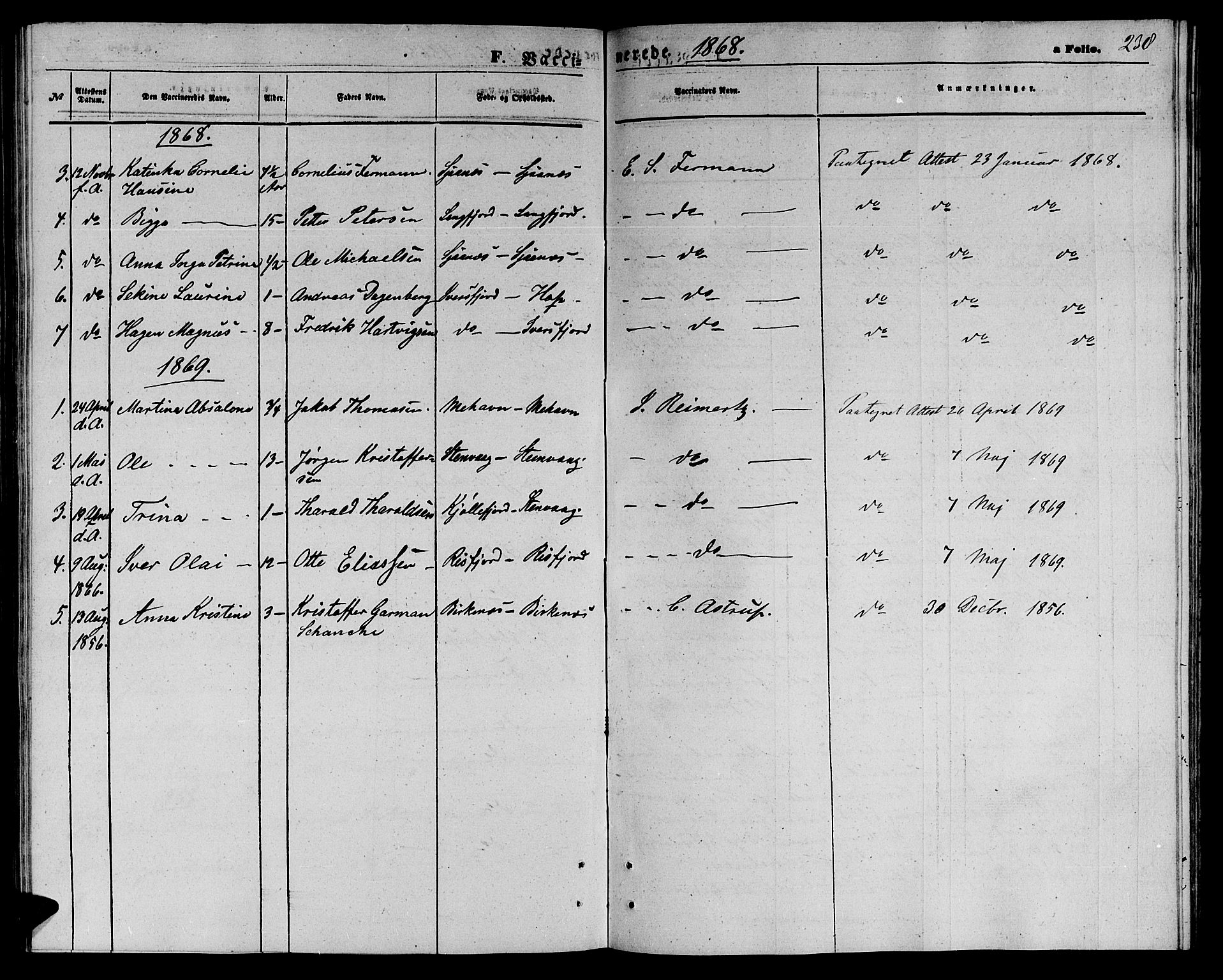 Tana sokneprestkontor, SATØ/S-1334/H/Hb/L0002klokker: Parish register (copy) no. 2 /1, 1866-1877, p. 238