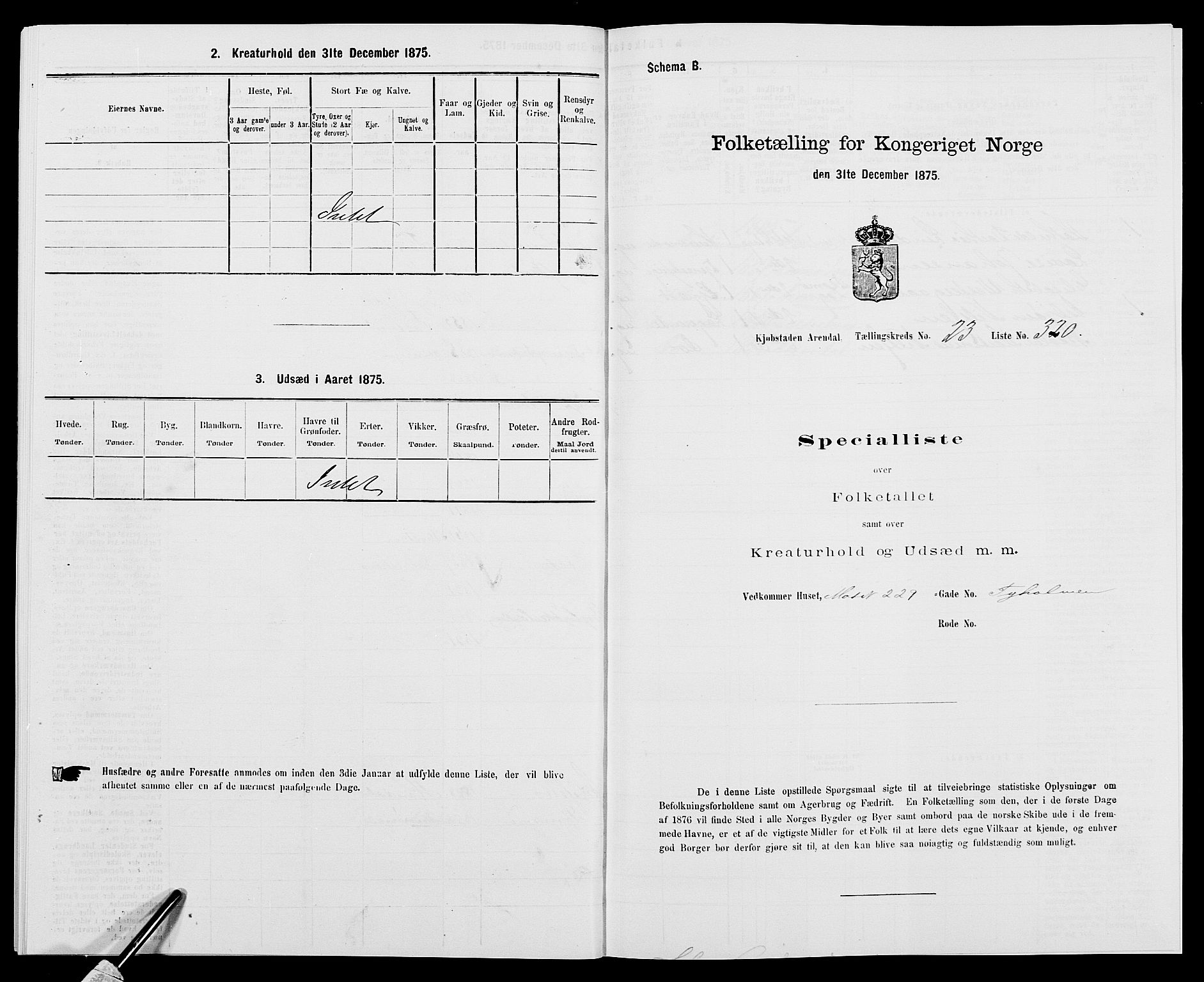 SAK, 1875 census for 0903P Arendal, 1875, p. 744