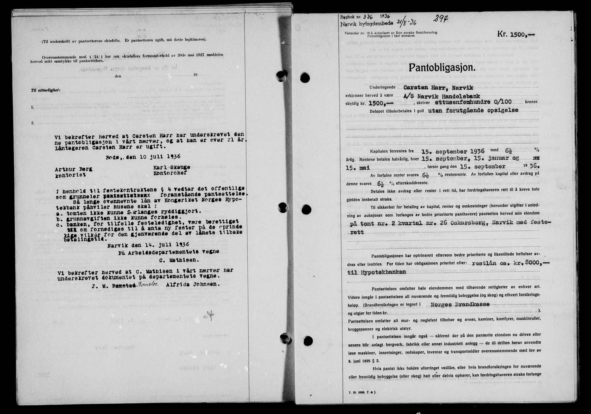 Narvik sorenskriveri, SAT/A-0002/1/2/2C/2Ca/L0011: Mortgage book no. 14, 1935-1937, Deed date: 21.08.1936