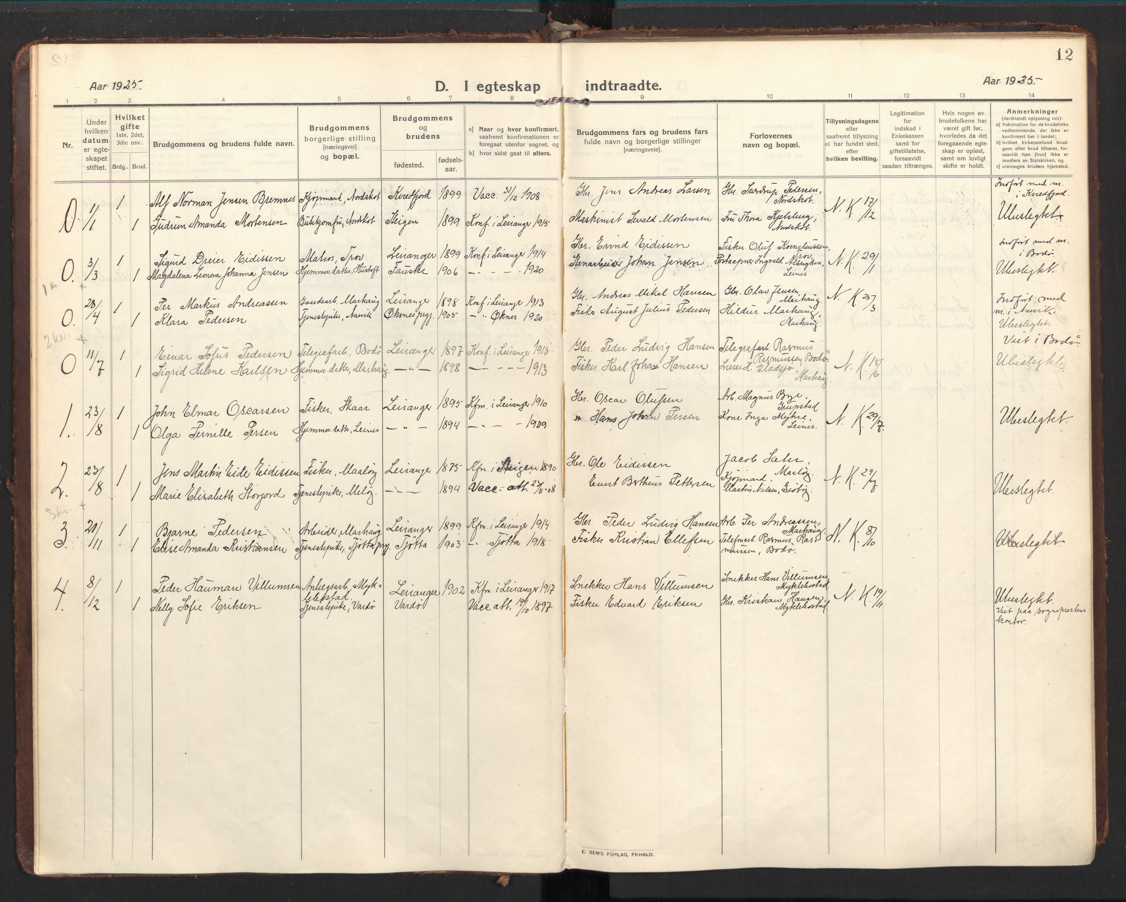 Ministerialprotokoller, klokkerbøker og fødselsregistre - Nordland, SAT/A-1459/857/L0825: Parish register (official) no. 857A05, 1917-1946, p. 12