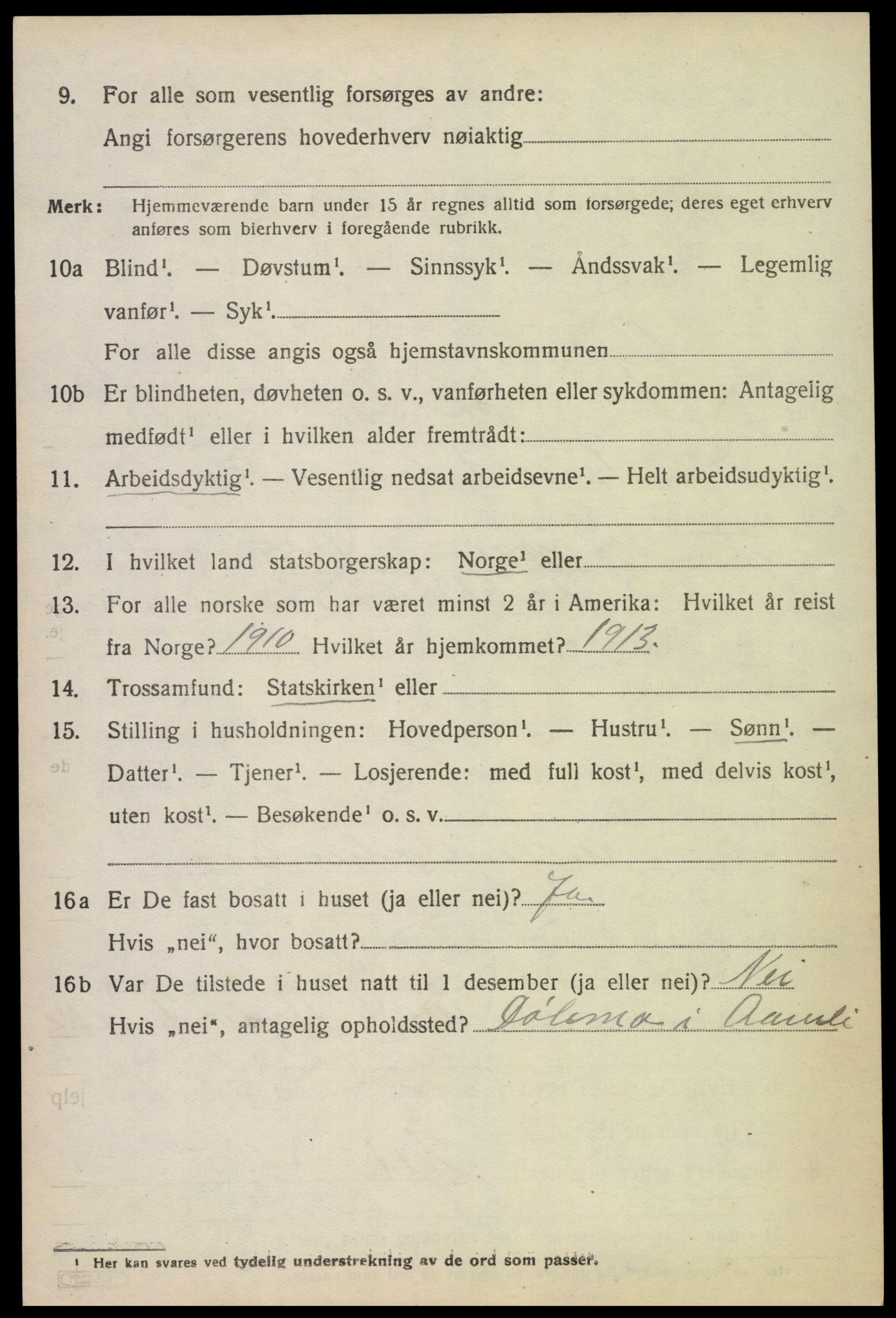 SAK, 1920 census for Gjøvdal, 1920, p. 1151