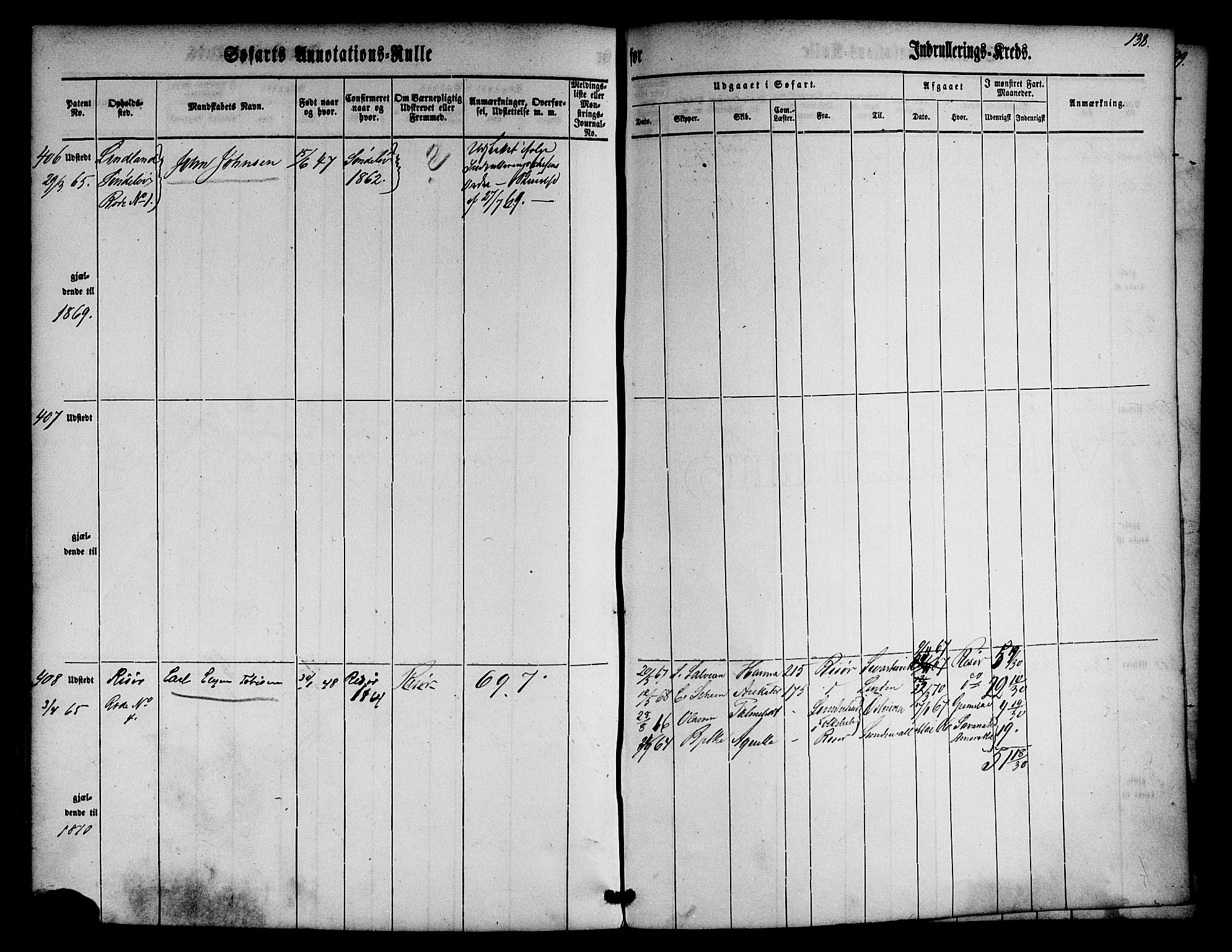 Risør mønstringskrets, AV/SAK-2031-0010/F/Fa/L0001: Annotasjonsrulle nr 1-435 med register, D-1, 1860-1865, p. 157