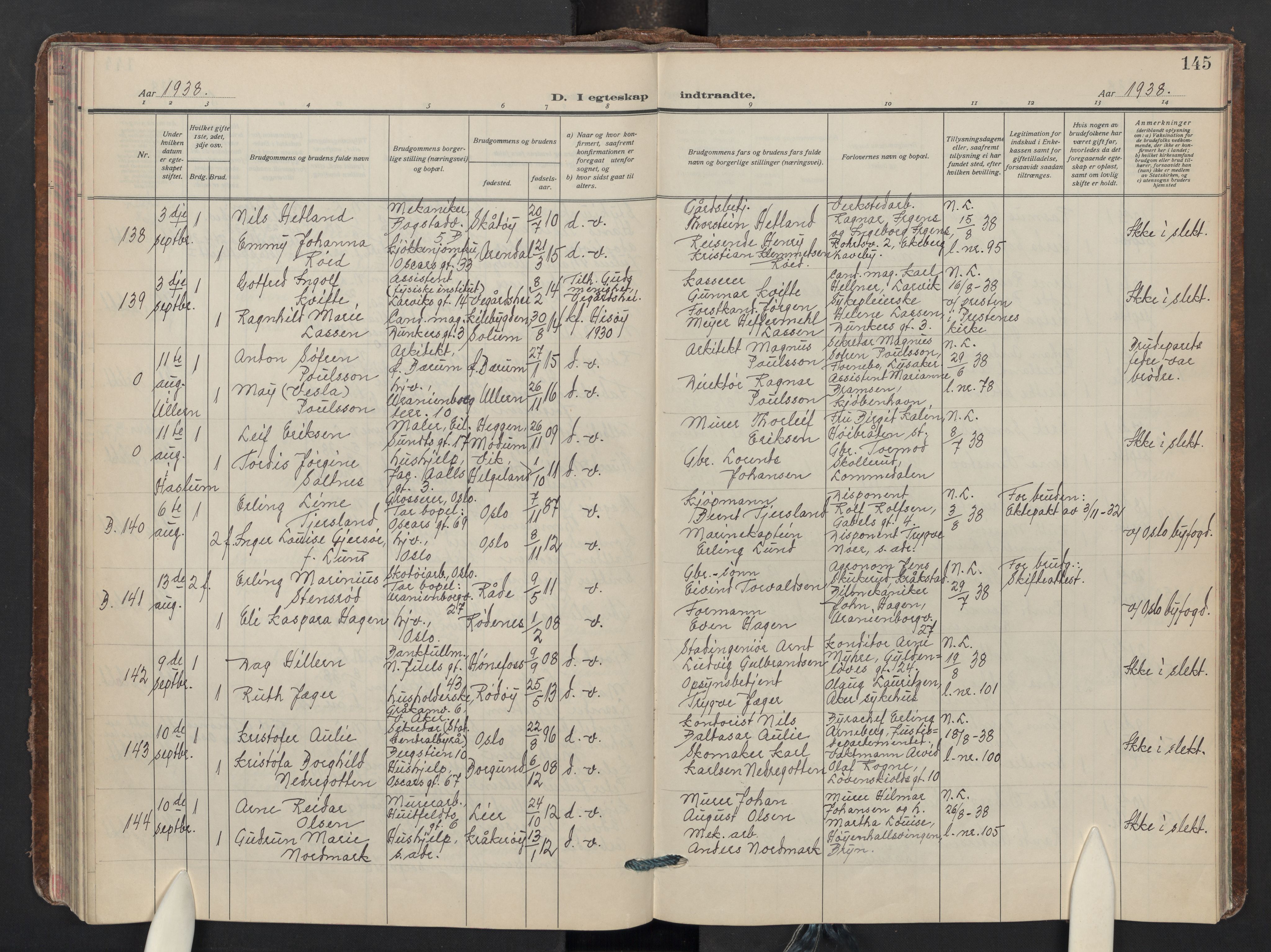 Uranienborg prestekontor Kirkebøker, AV/SAO-A-10877/F/Fa/L0017: Parish register (official) no. I 17, 1930-1940, p. 145
