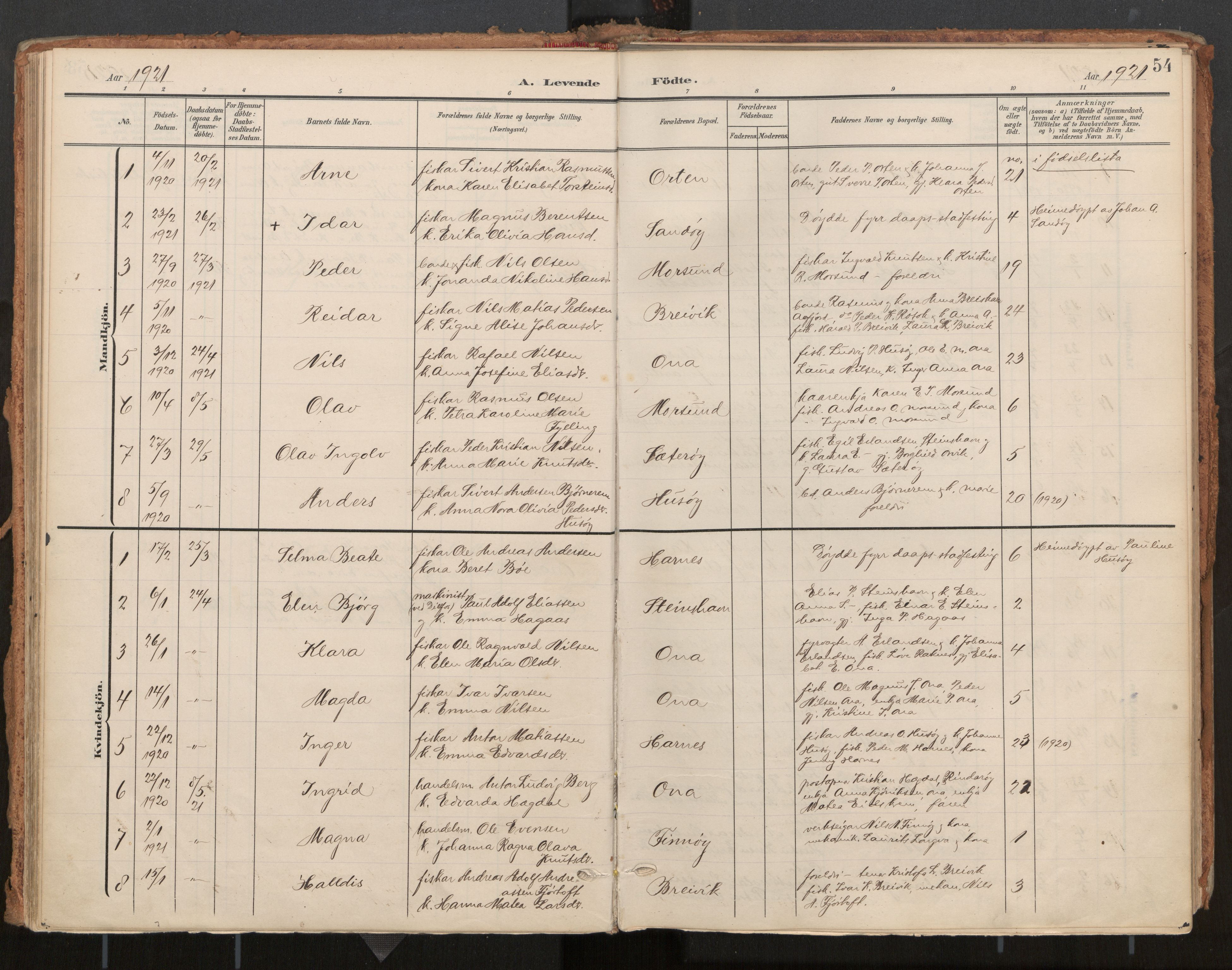 Ministerialprotokoller, klokkerbøker og fødselsregistre - Møre og Romsdal, AV/SAT-A-1454/561/L0730: Parish register (official) no. 561A04, 1901-1929, p. 54