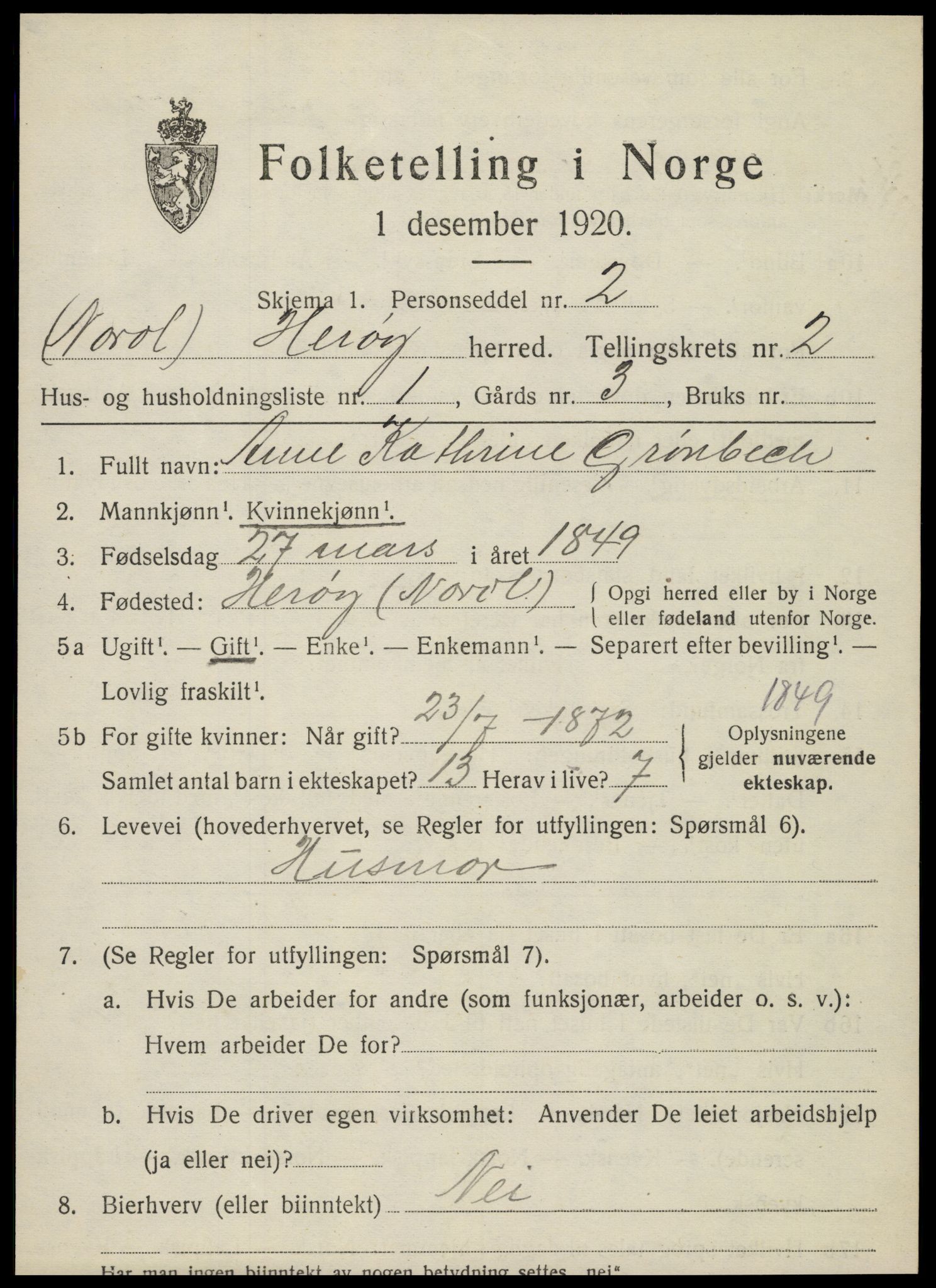 SAT, 1920 census for Herøy, 1920, p. 1316