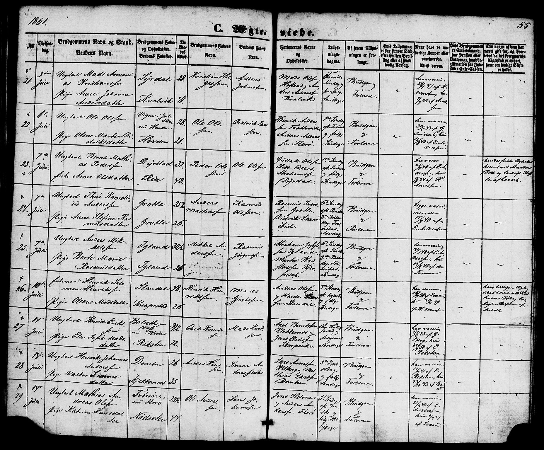 Kinn sokneprestembete, SAB/A-80801/H/Haa/Haaa/L0010: Parish register (official) no. A 10, 1852-1869, p. 55