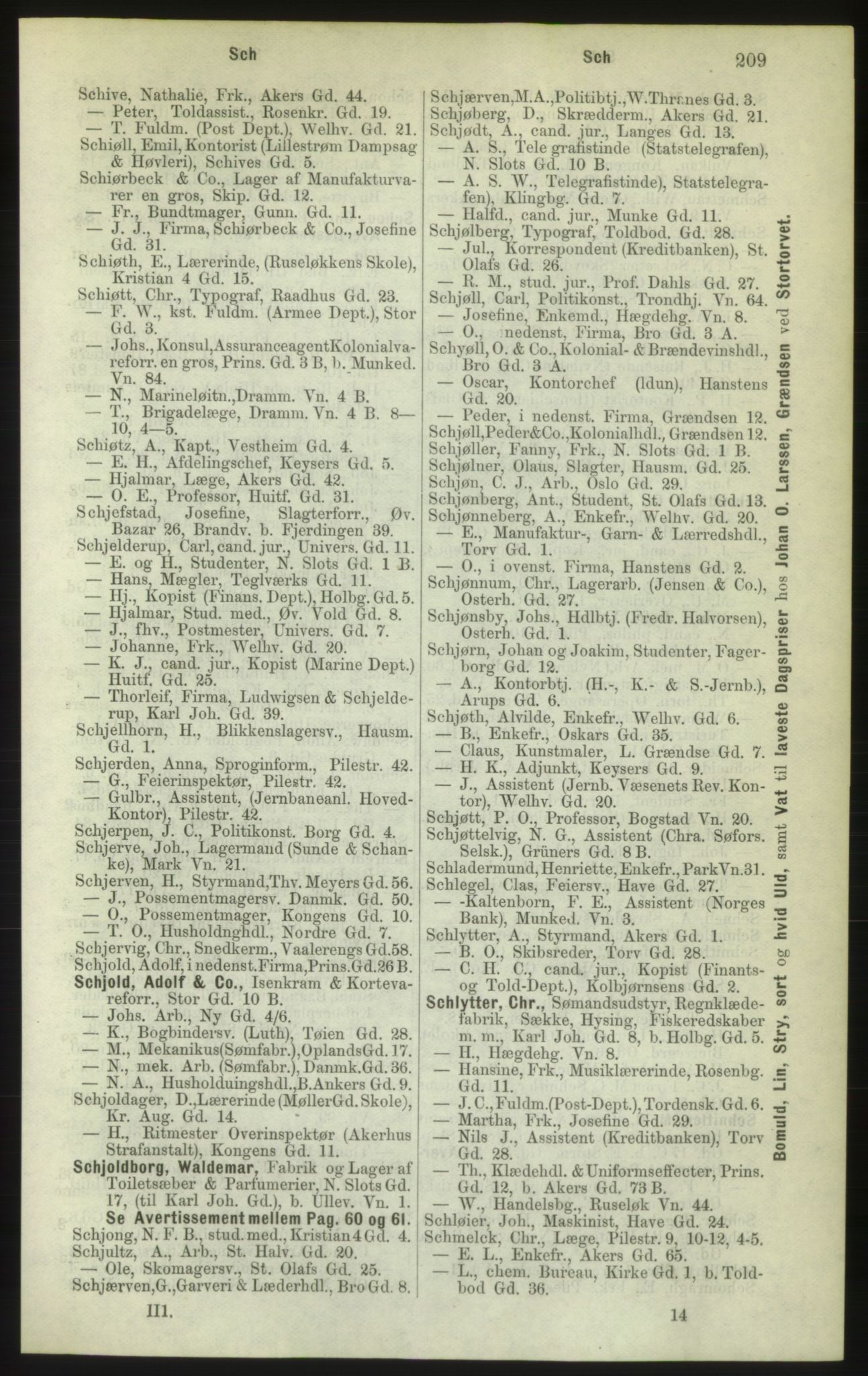 Kristiania/Oslo adressebok, PUBL/-, 1882, p. 209