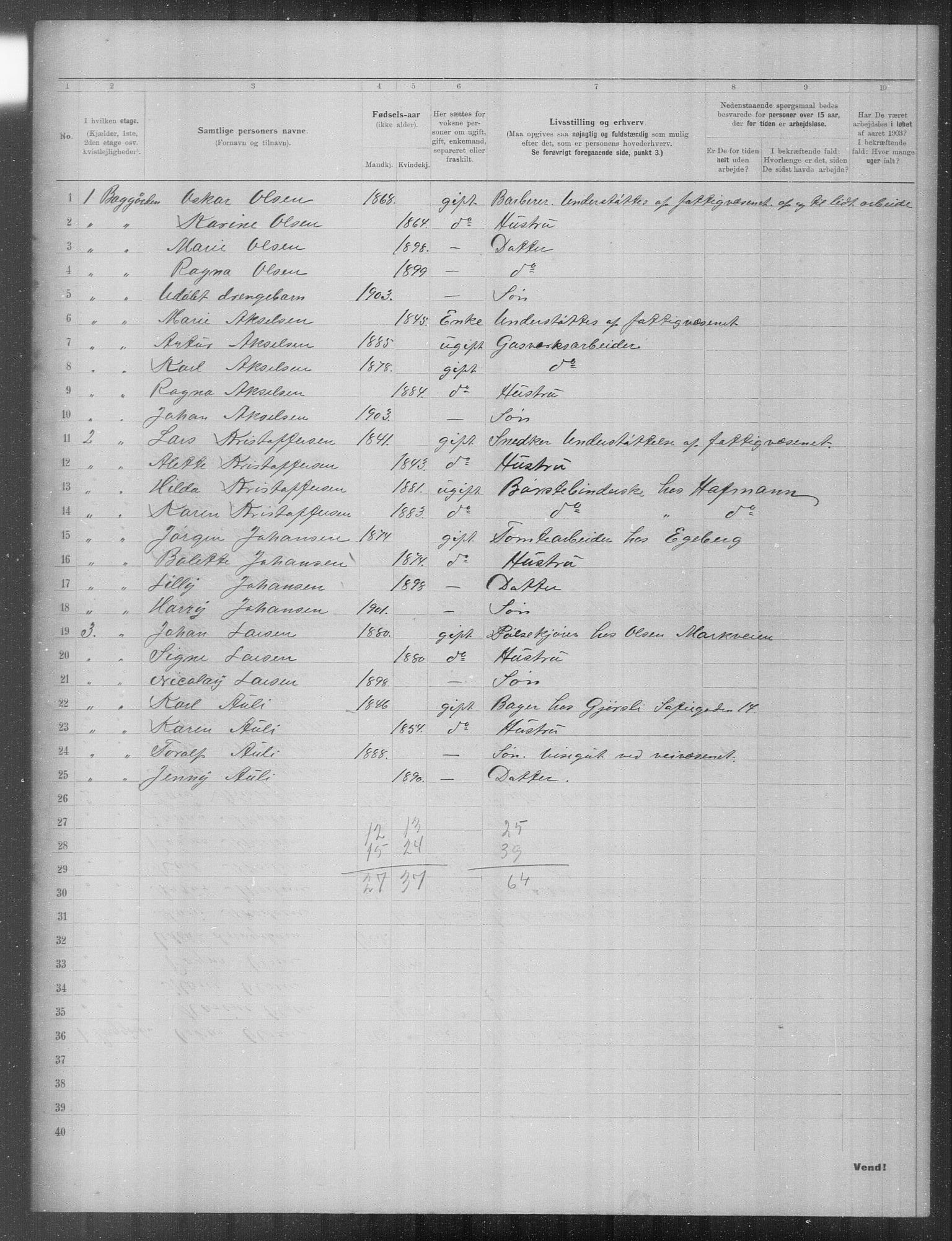 OBA, Municipal Census 1903 for Kristiania, 1903, p. 23274