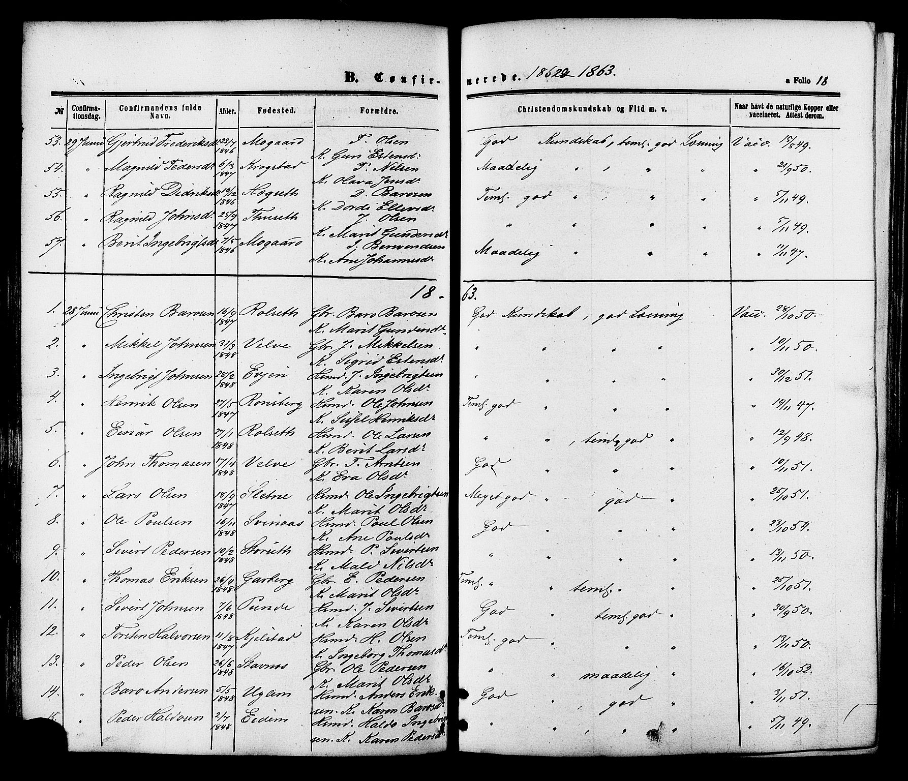 Ministerialprotokoller, klokkerbøker og fødselsregistre - Sør-Trøndelag, SAT/A-1456/695/L1147: Parish register (official) no. 695A07, 1860-1877, p. 18