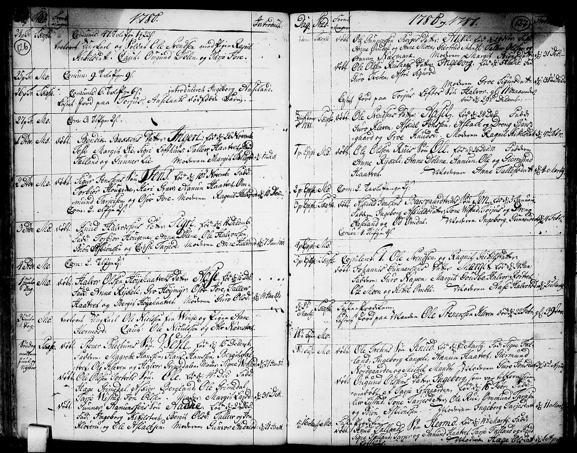 Mo kirkebøker, SAKO/A-286/F/Fa/L0002: Parish register (official) no. I 2, 1766-1799, p. 126-127
