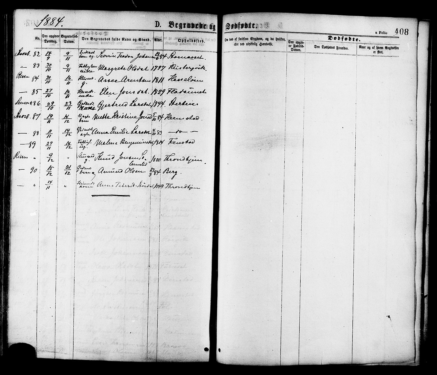 Ministerialprotokoller, klokkerbøker og fødselsregistre - Sør-Trøndelag, SAT/A-1456/646/L0613: Parish register (official) no. 646A11, 1870-1884, p. 408