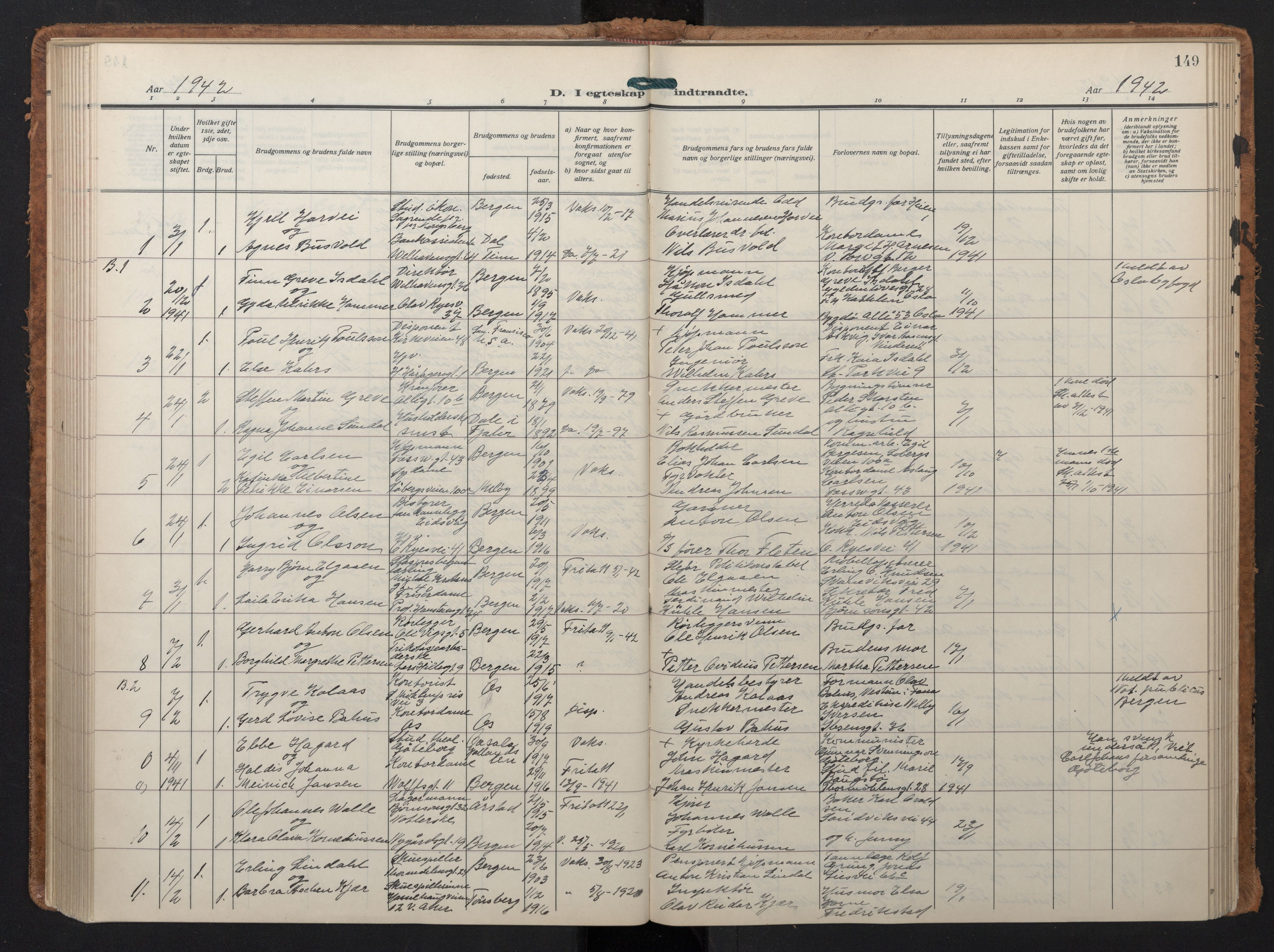 Johanneskirken sokneprestembete, SAB/A-76001/H/Hab: Parish register (copy) no. C 3, 1929-1949, p. 148b-149a