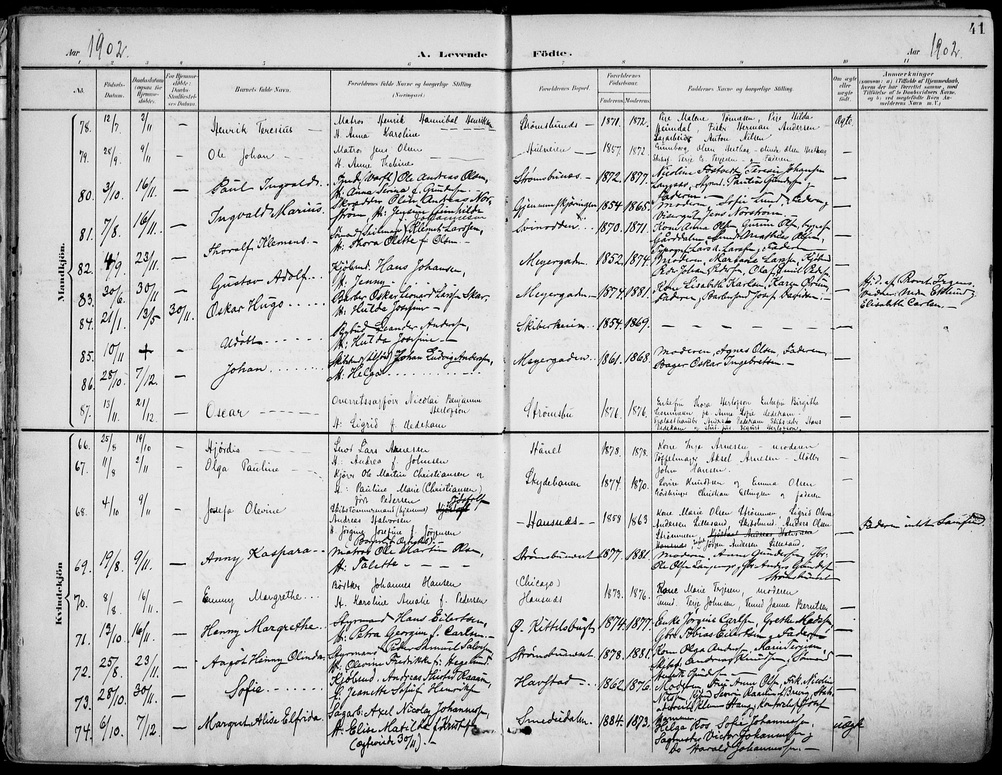 Barbu sokneprestkontor, SAK/1111-0003/F/Fa/L0005: Parish register (official) no. A 5, 1899-1909, p. 41