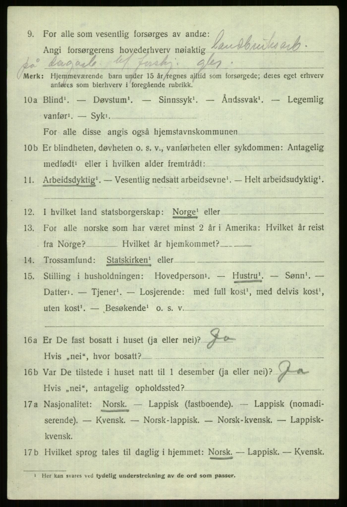 SATØ, 1920 census for Trondenes, 1920, p. 6910