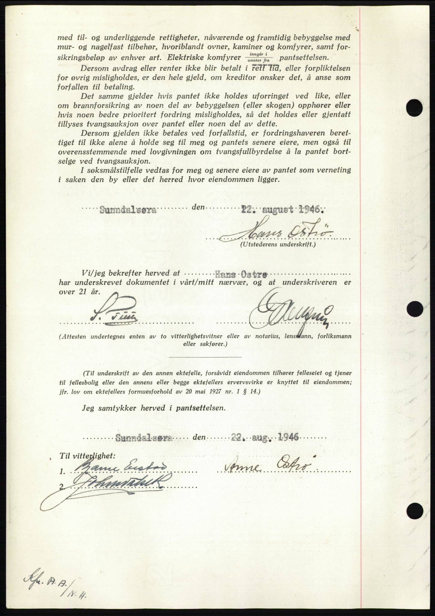 Nordmøre sorenskriveri, AV/SAT-A-4132/1/2/2Ca: Mortgage book no. B94, 1946-1946, Diary no: : 1960/1946