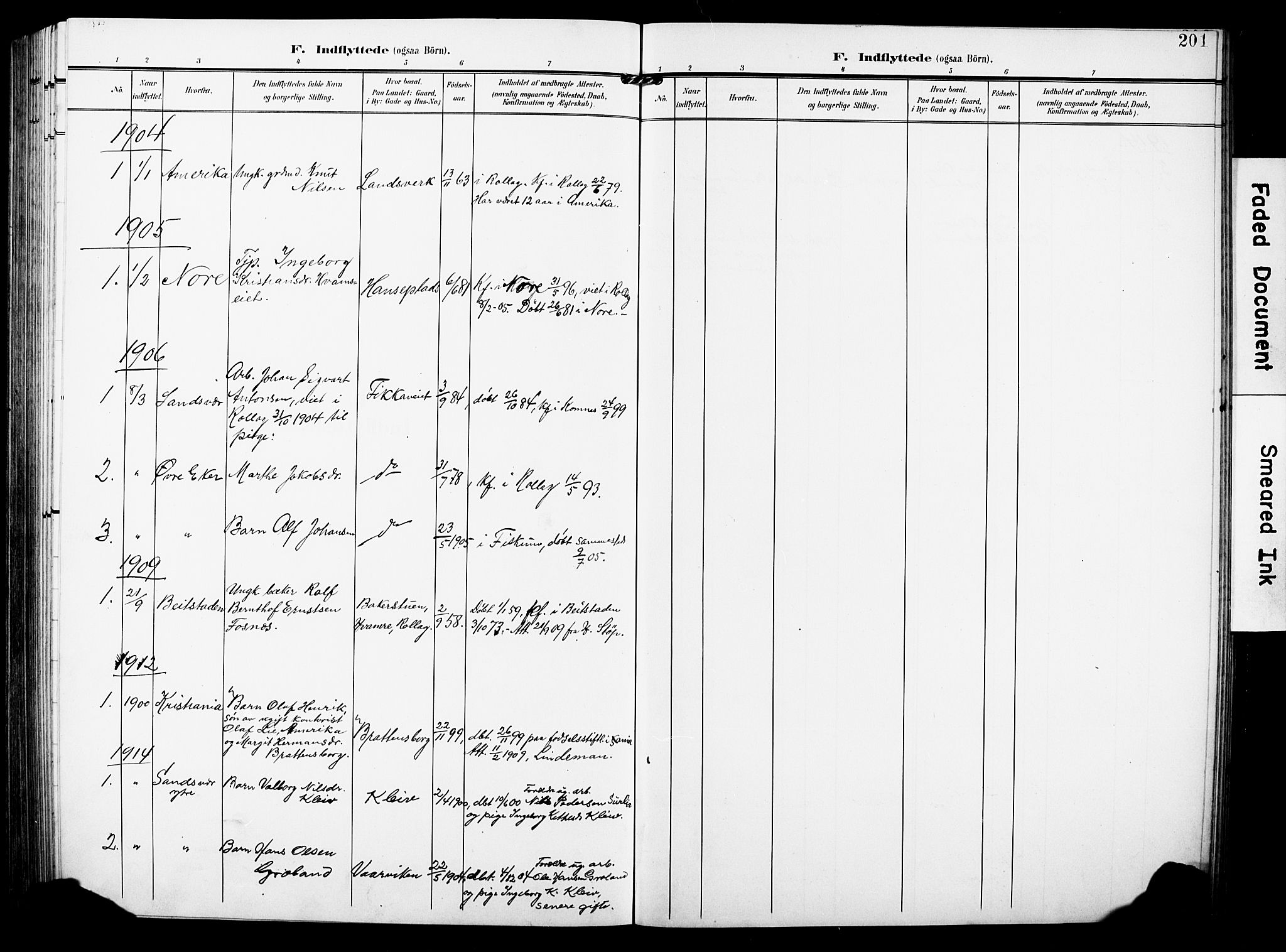 Rollag kirkebøker, SAKO/A-240/G/Ga/L0005: Parish register (copy) no. I 5, 1904-1932, p. 201