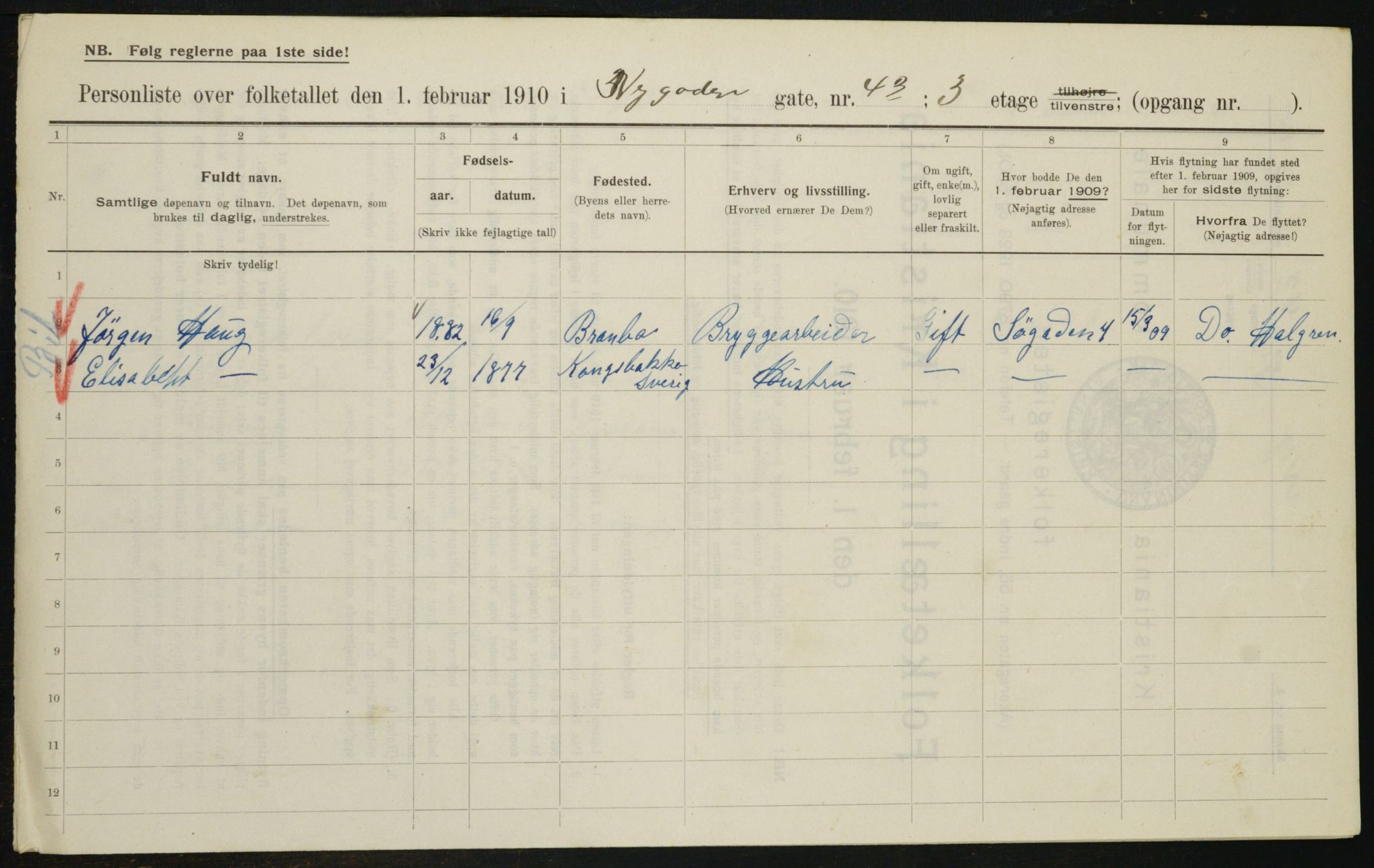 OBA, Municipal Census 1910 for Kristiania, 1910, p. 71408