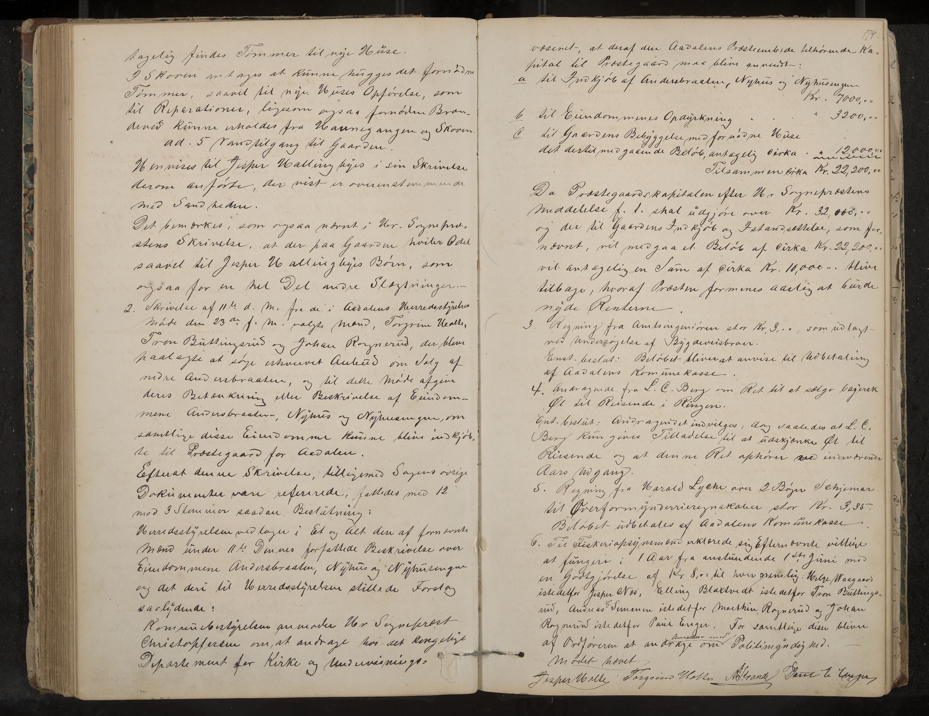 Ådal formannskap og sentraladministrasjon, IKAK/0614021/A/Aa/L0001: Møtebok, 1858-1891, p. 174