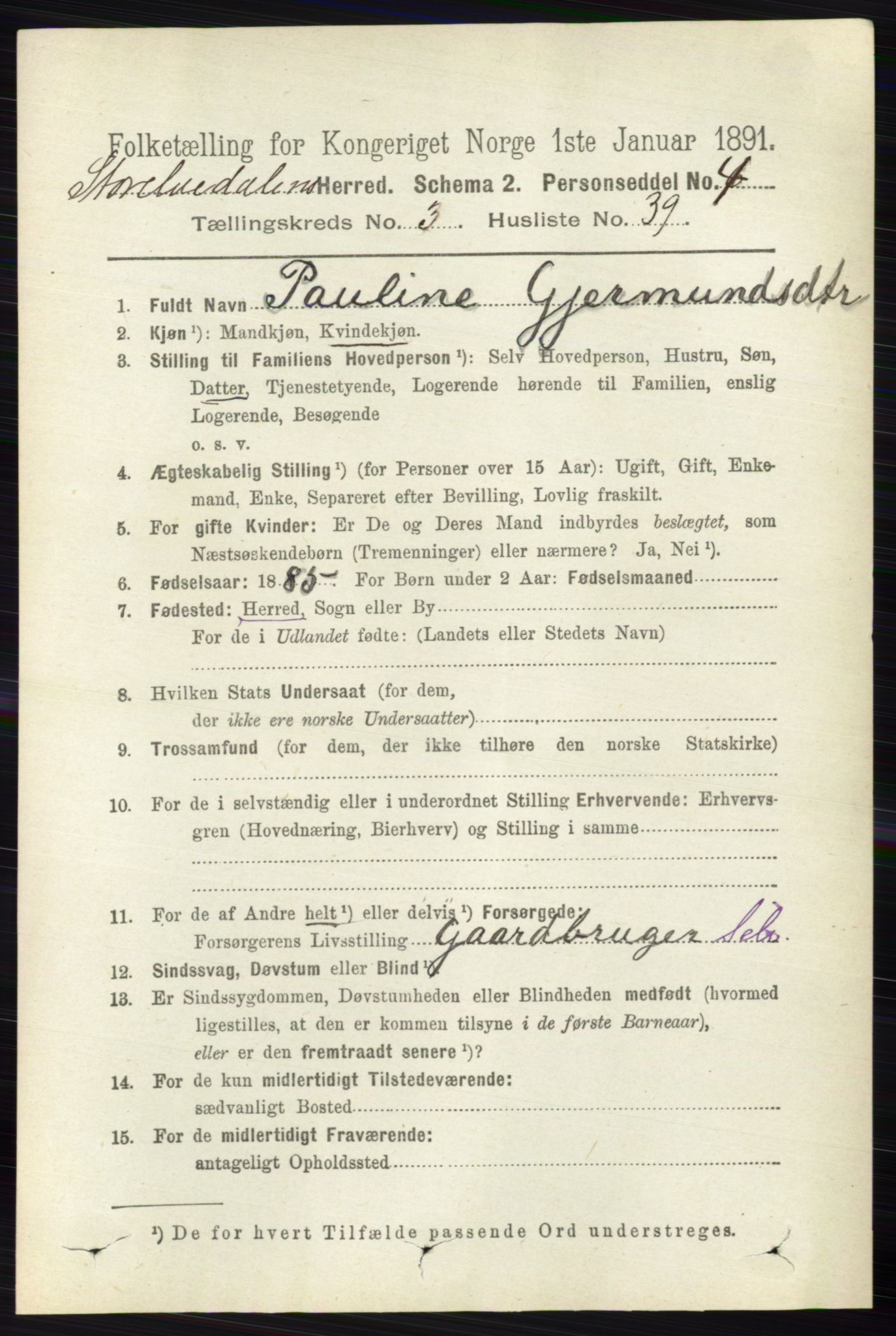 RA, 1891 census for 0430 Stor-Elvdal, 1891, p. 1112