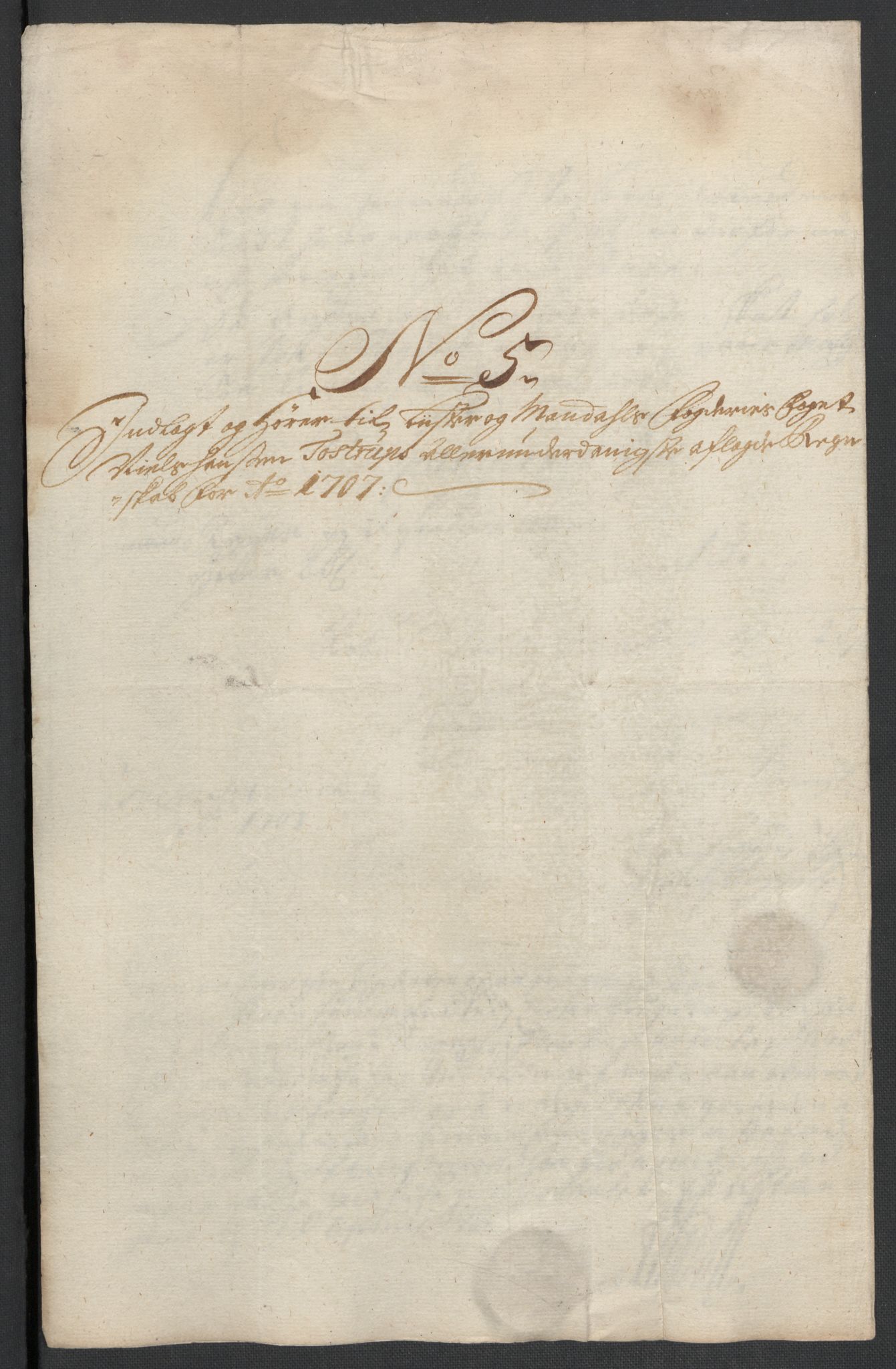 Rentekammeret inntil 1814, Reviderte regnskaper, Fogderegnskap, AV/RA-EA-4092/R43/L2551: Fogderegnskap Lista og Mandal, 1705-1709, p. 450