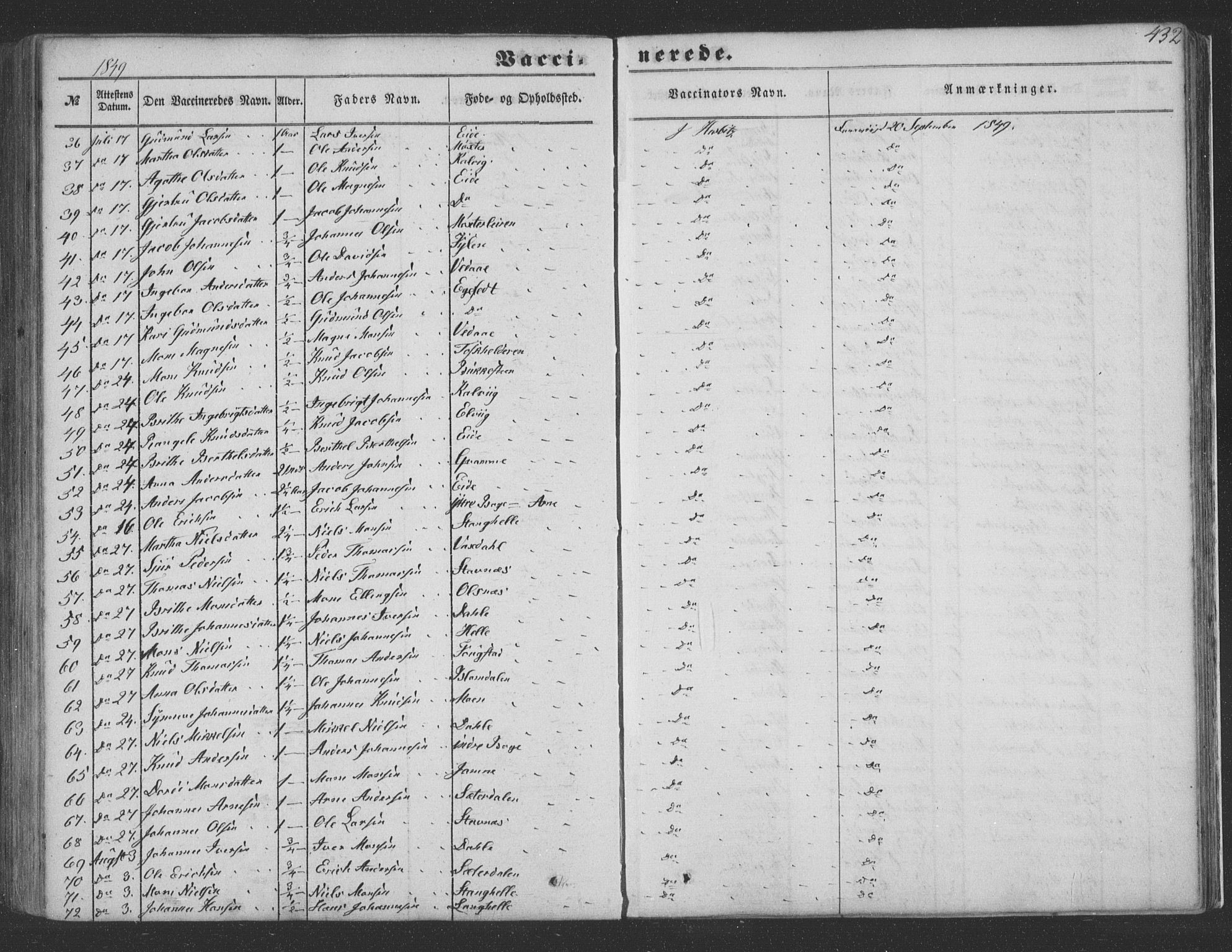 Haus sokneprestembete, AV/SAB-A-75601/H/Haa: Parish register (official) no. A 16 II, 1848-1857, p. 432