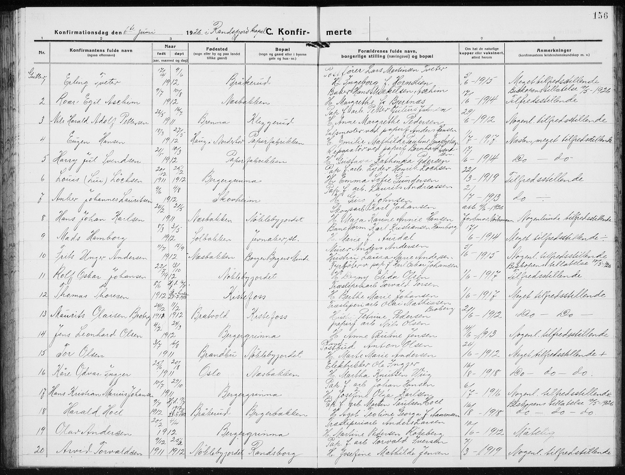 Jevnaker prestekontor, SAH/PREST-116/H/Ha/Hab/L0005: Parish register (copy) no. 5, 1919-1934, p. 156