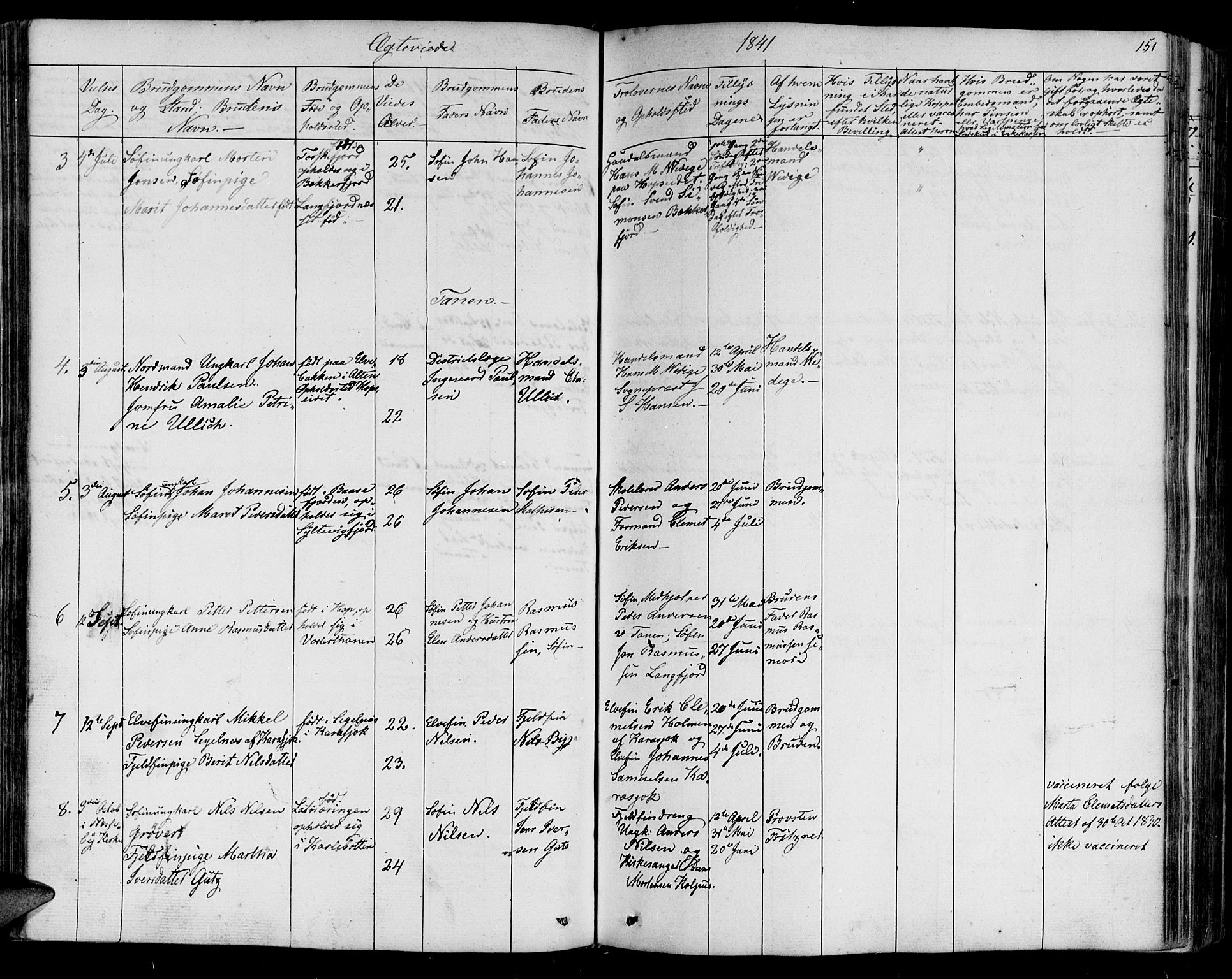 Lebesby sokneprestkontor, SATØ/S-1353/H/Ha/L0003kirke: Parish register (official) no. 3, 1833-1852, p. 151