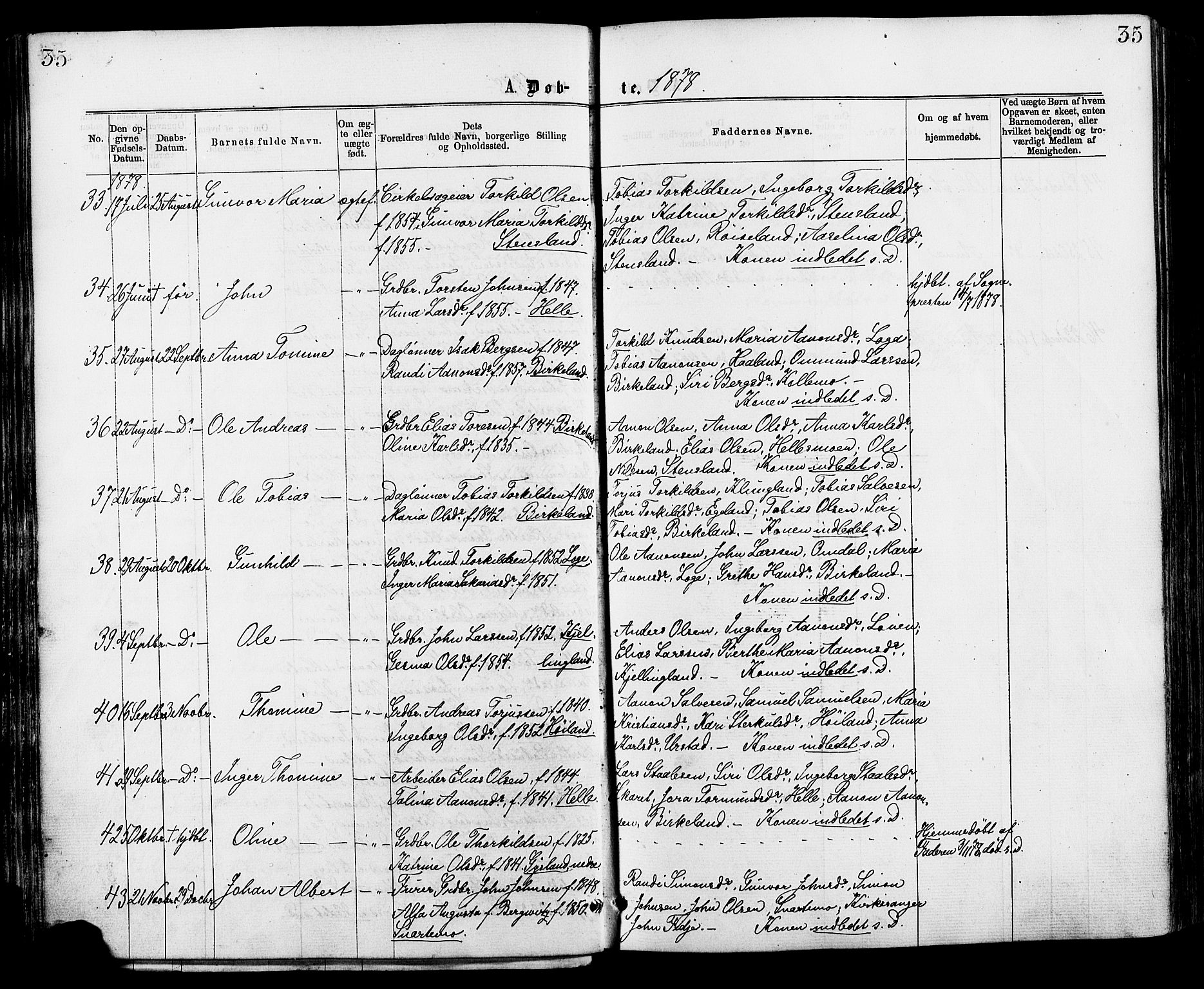 Hægebostad sokneprestkontor, AV/SAK-1111-0024/F/Fa/Faa/L0005: Parish register (official) no. A 5, 1864-1886, p. 35