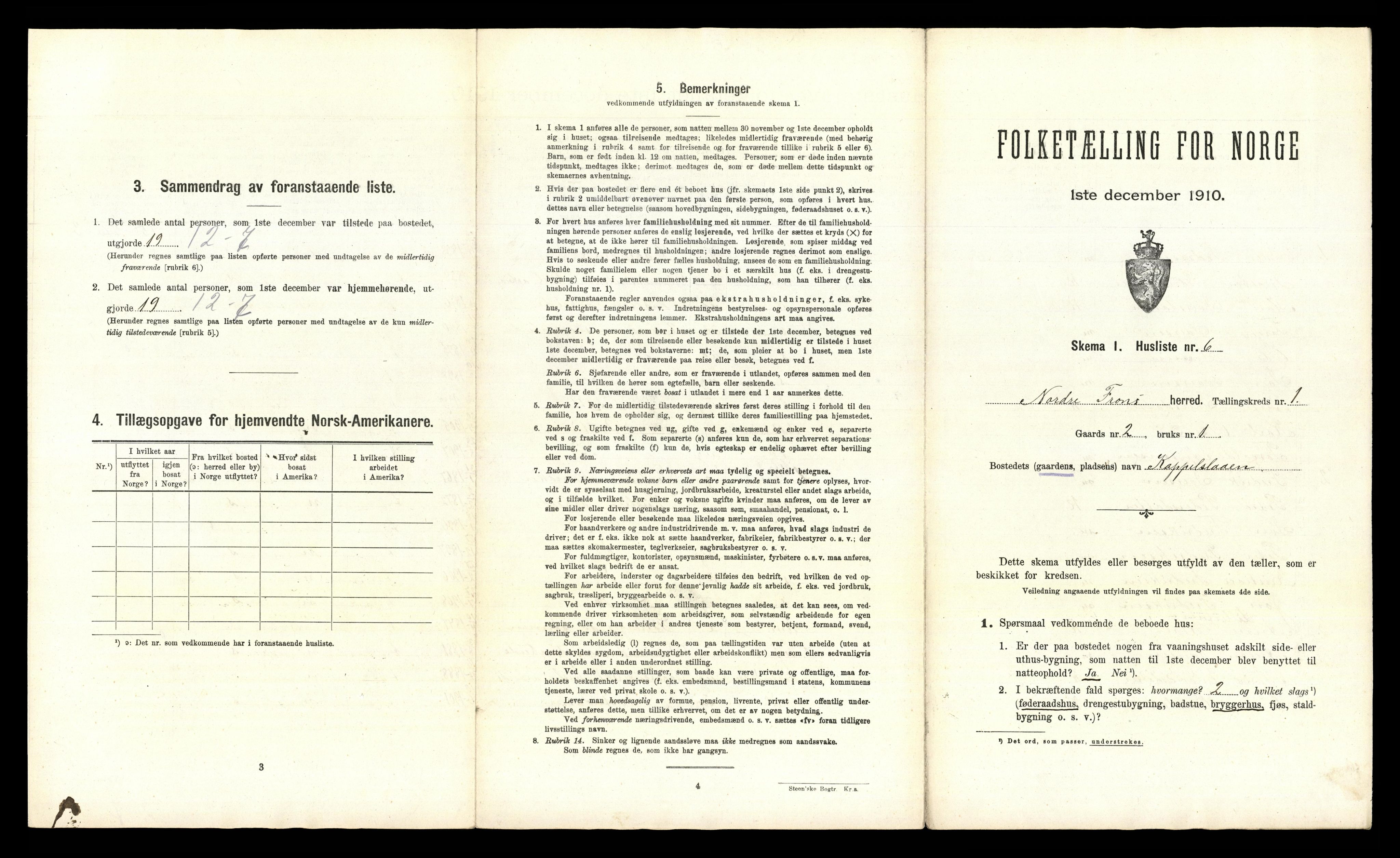 RA, 1910 census for Nord-Fron, 1910, p. 52