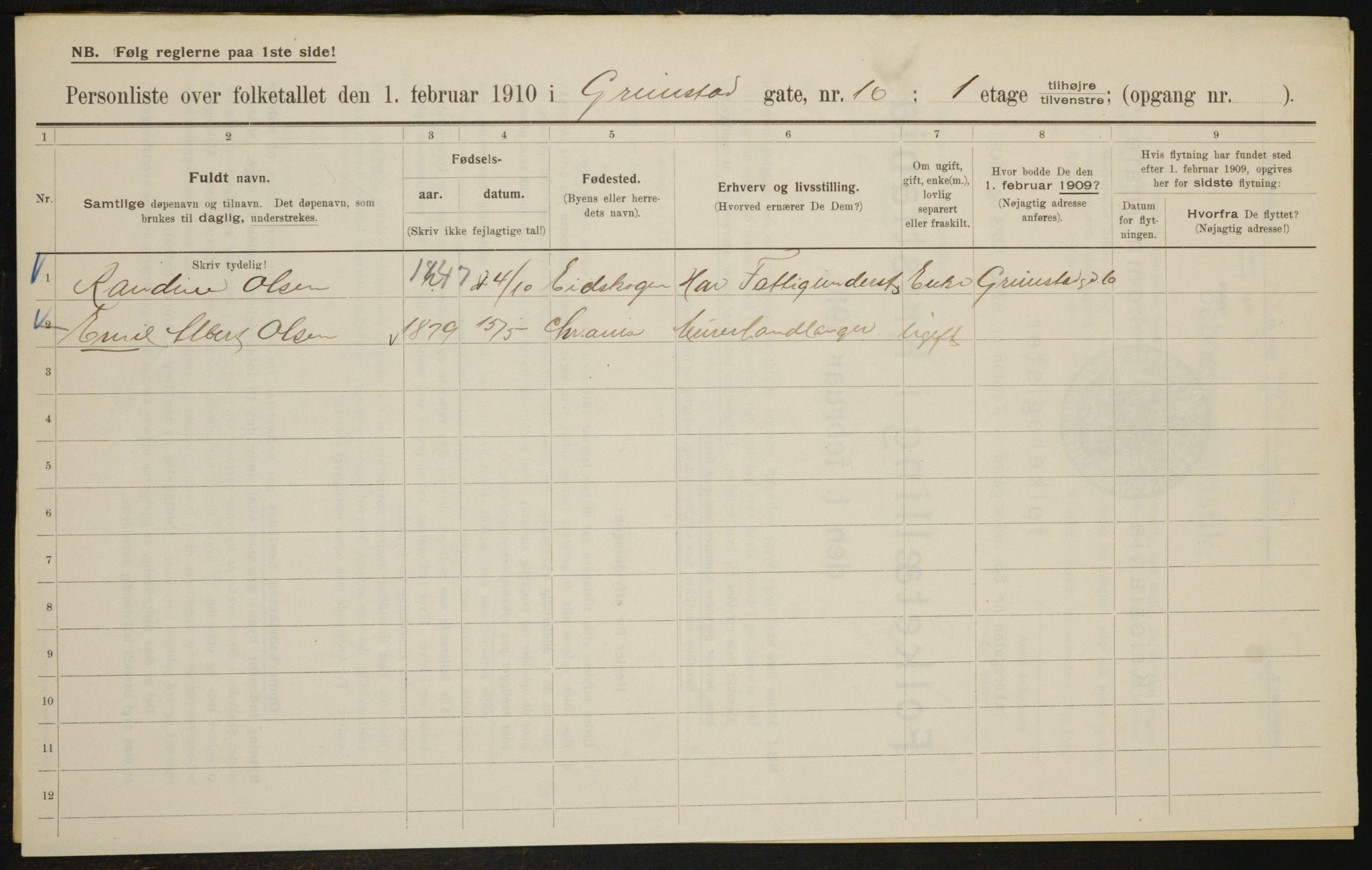 OBA, Municipal Census 1910 for Kristiania, 1910, p. 28484