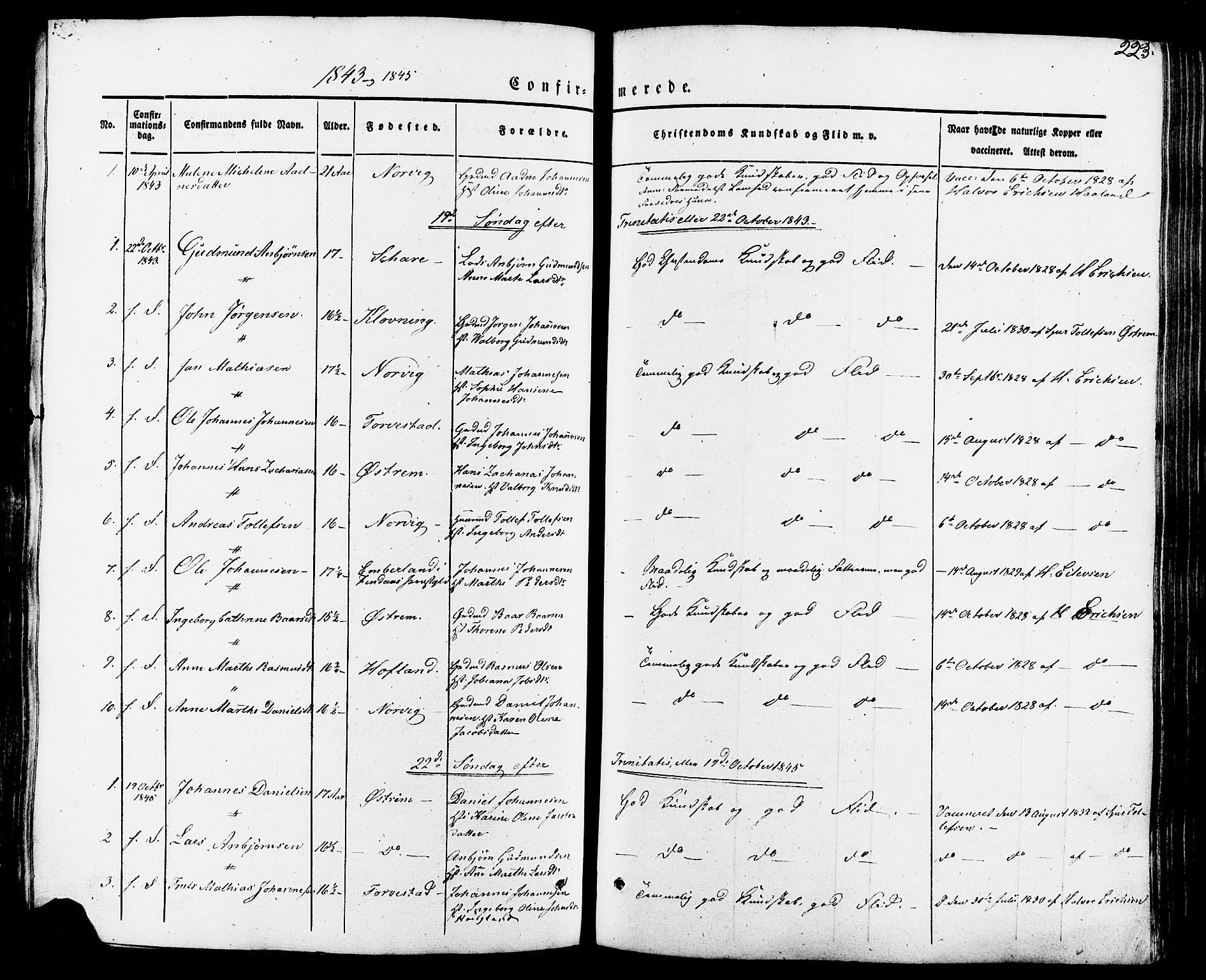 Torvastad sokneprestkontor, AV/SAST-A -101857/H/Ha/Haa/L0007: Parish register (official) no. A 7, 1838-1882, p. 223