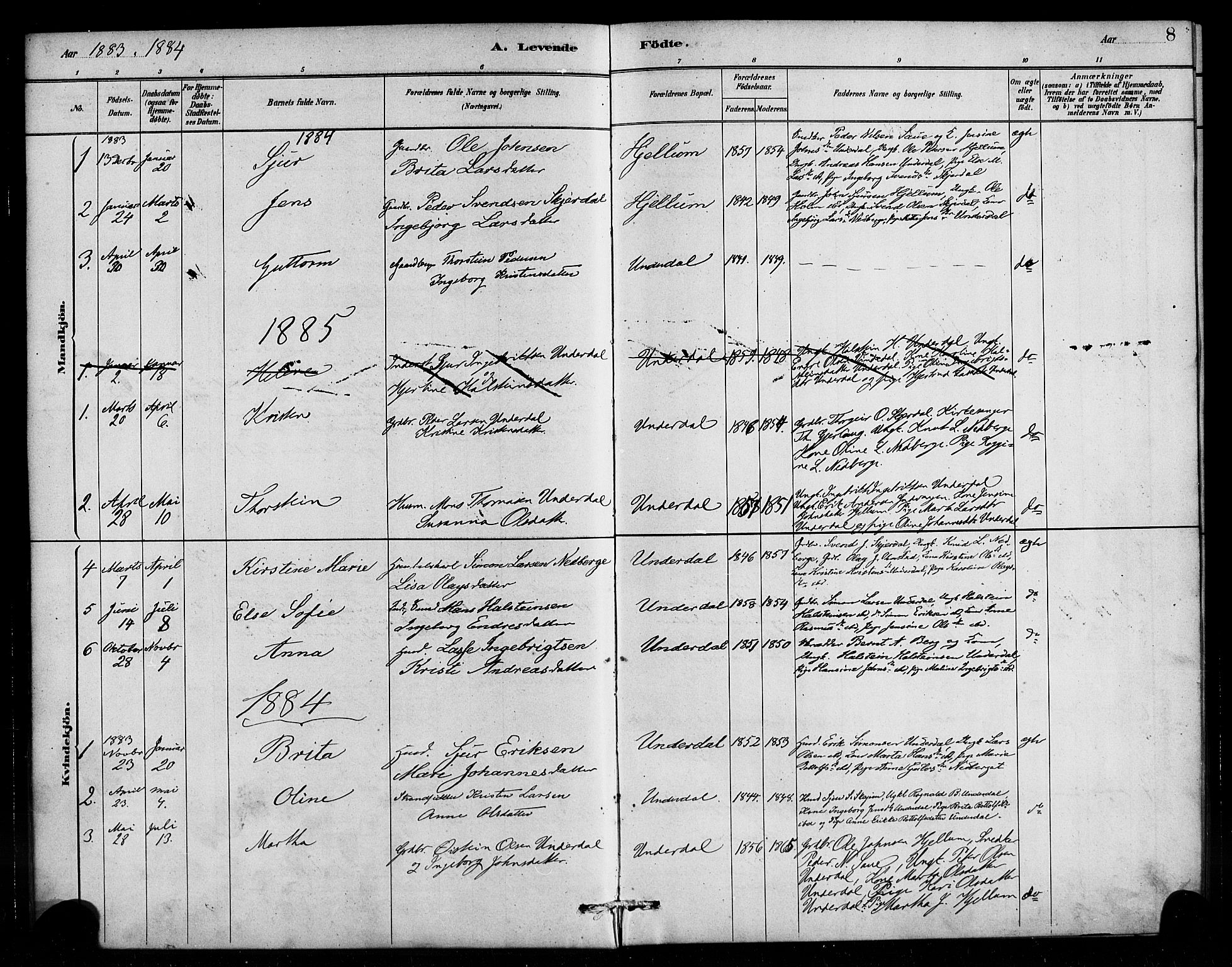 Aurland sokneprestembete, SAB/A-99937/H/Ha/Hae/L0001: Parish register (official) no. E 1, 1880-1907, p. 8