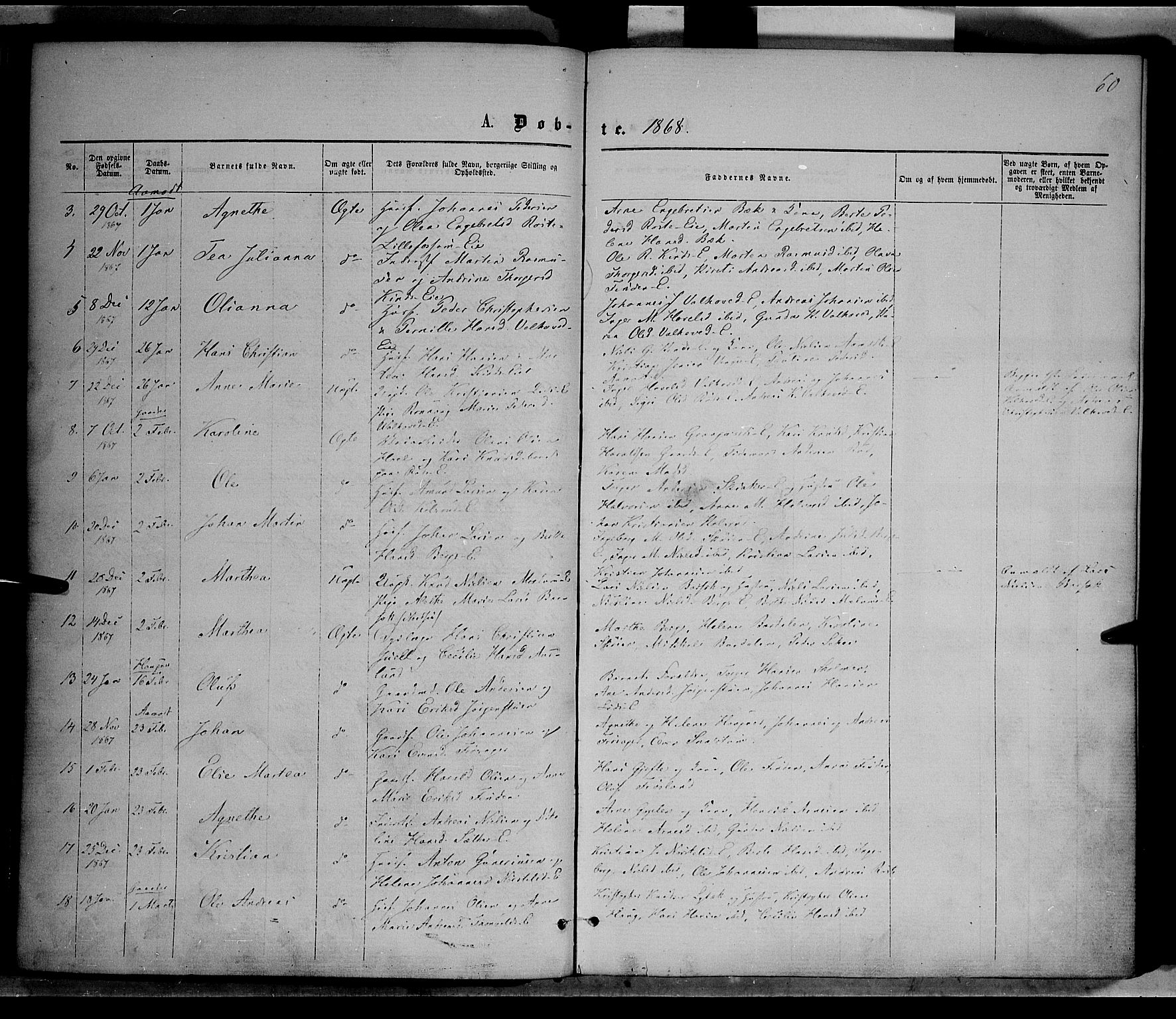 Nordre Land prestekontor, SAH/PREST-124/H/Ha/Haa/L0001: Parish register (official) no. 1, 1860-1871, p. 60