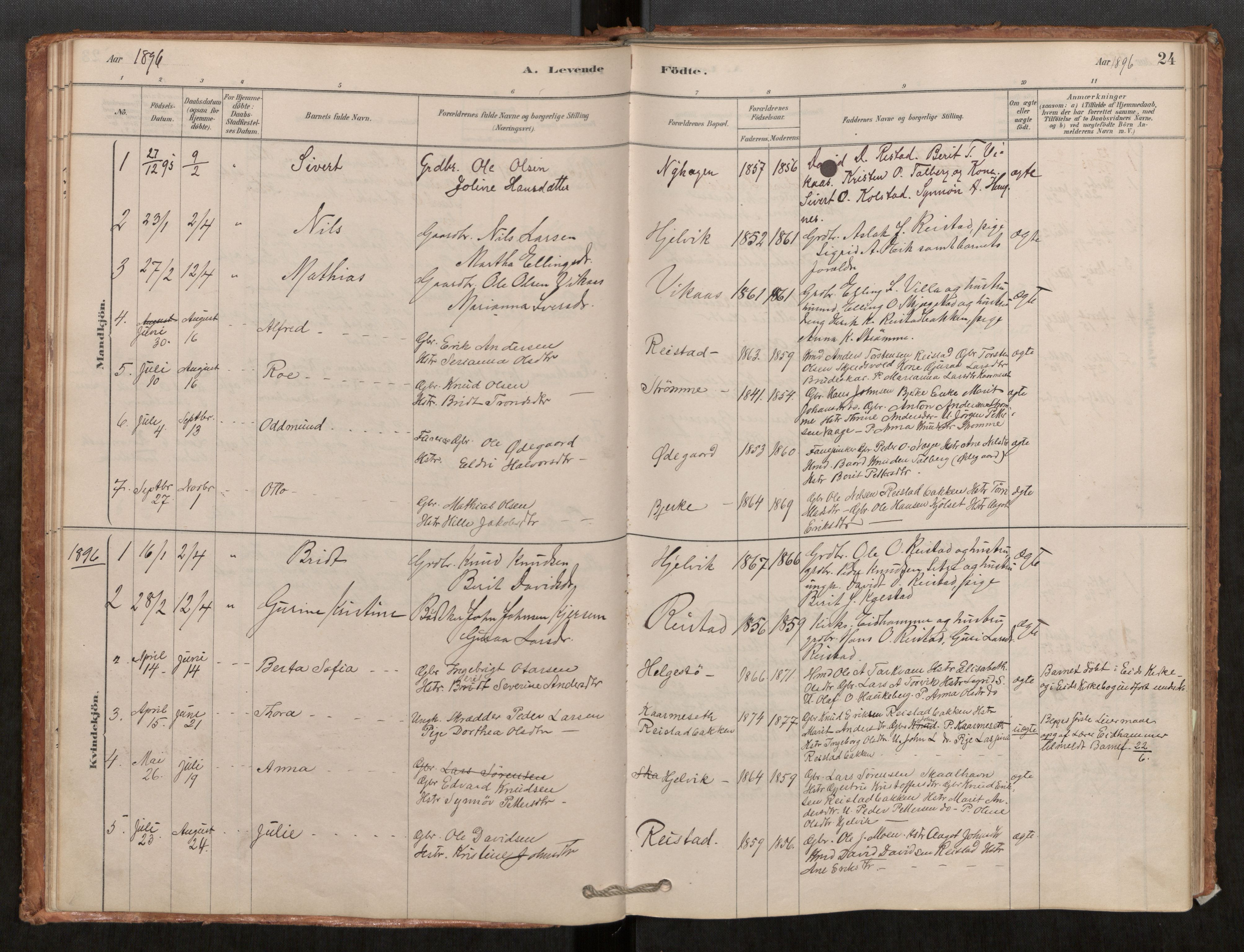 Ministerialprotokoller, klokkerbøker og fødselsregistre - Møre og Romsdal, AV/SAT-A-1454/550/L0621: Parish register (official) no. 550A01, 1878-1915, p. 24