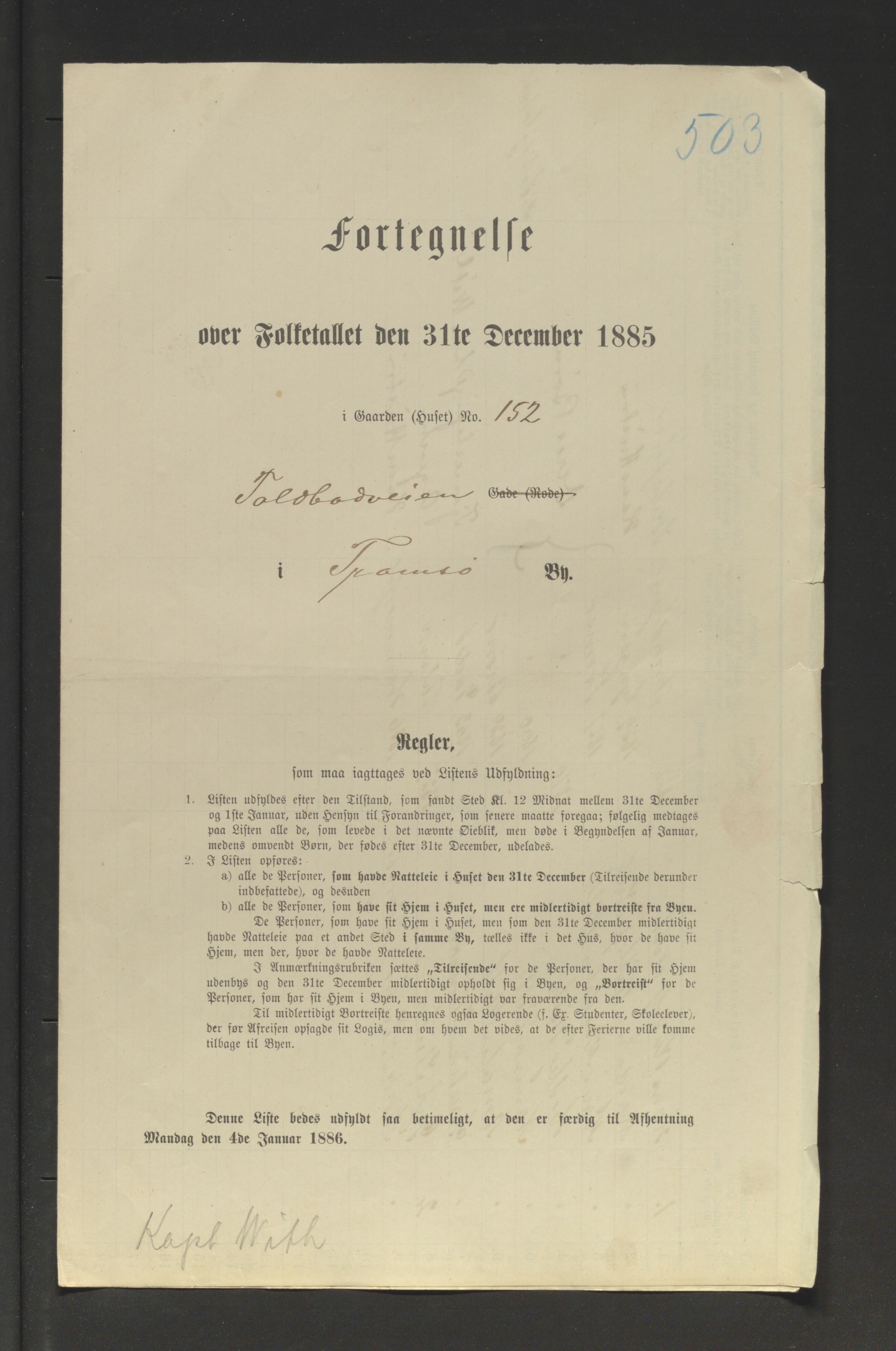 SATØ, 1885 census for 1902 Tromsø, 1885, p. 503a