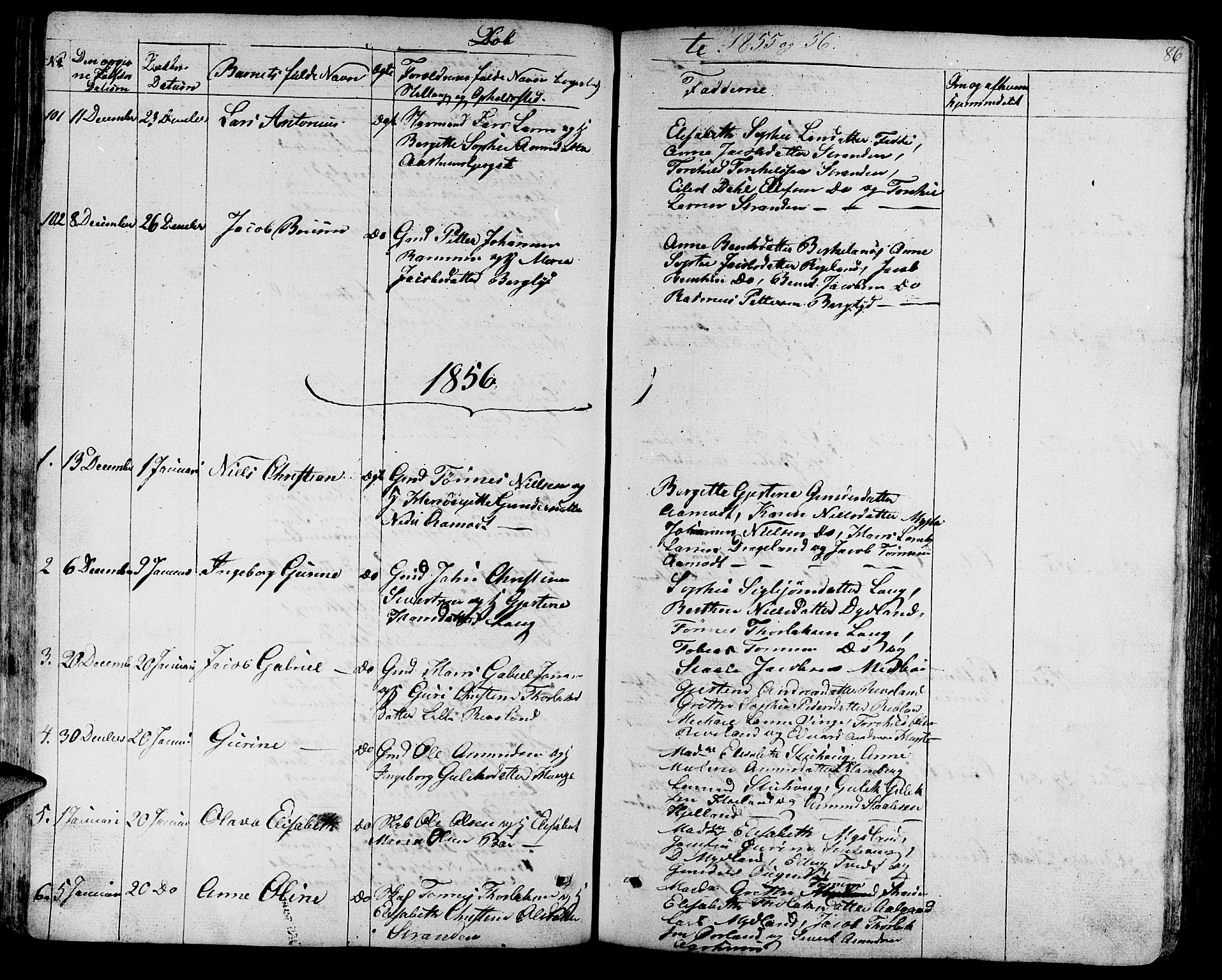 Sokndal sokneprestkontor, SAST/A-101808: Parish register (copy) no. B 2, 1849-1865, p. 86