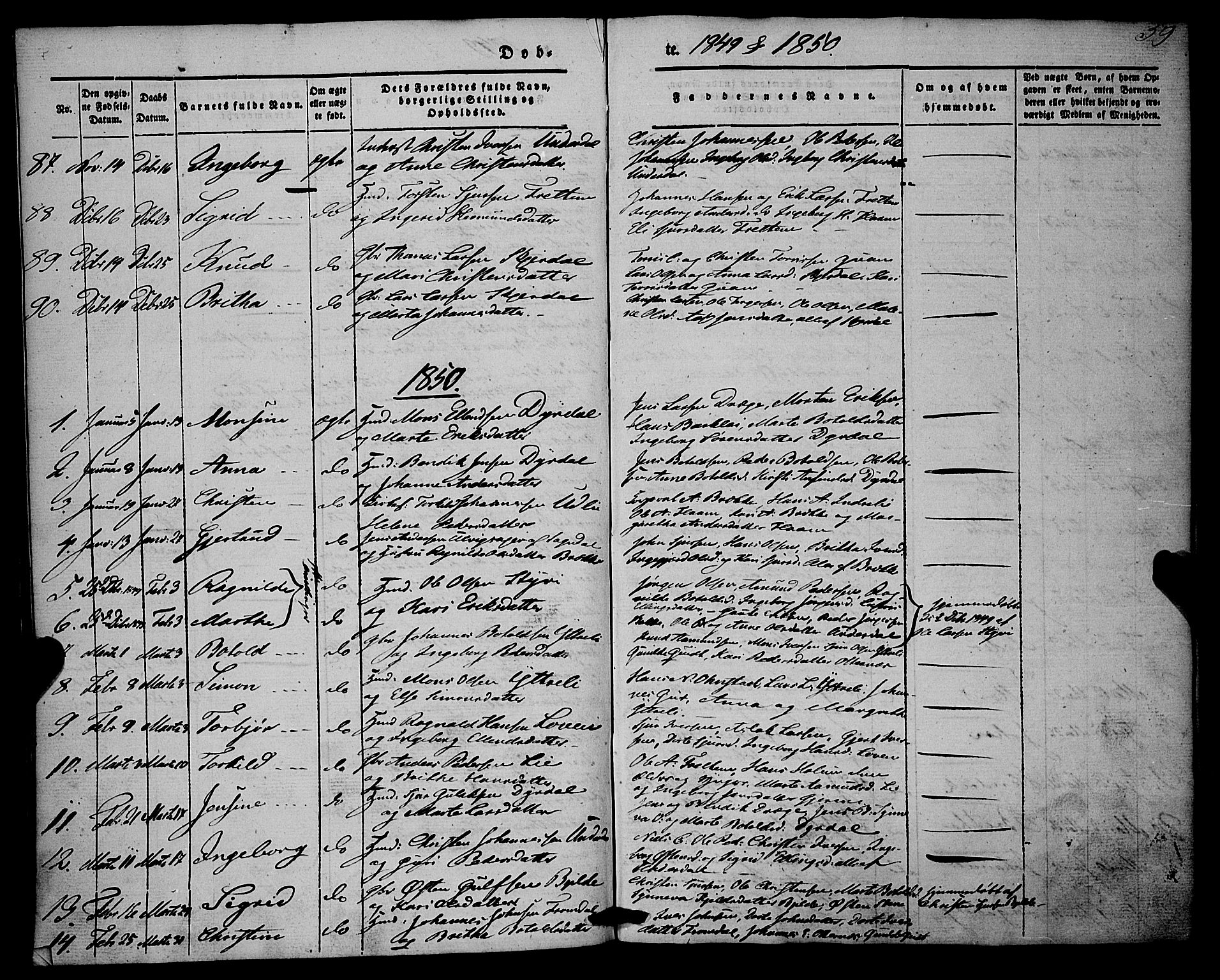 Aurland sokneprestembete, SAB/A-99937/H/Ha/Haa/L0007: Parish register (official) no. A 7, 1842-1853, p. 59