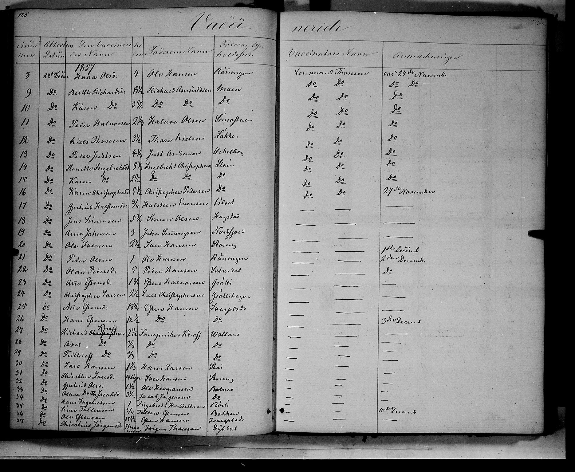 Kvikne prestekontor, AV/SAH-PREST-064/H/Ha/Haa/L0005: Parish register (official) no. 5, 1841-1862, p. 185