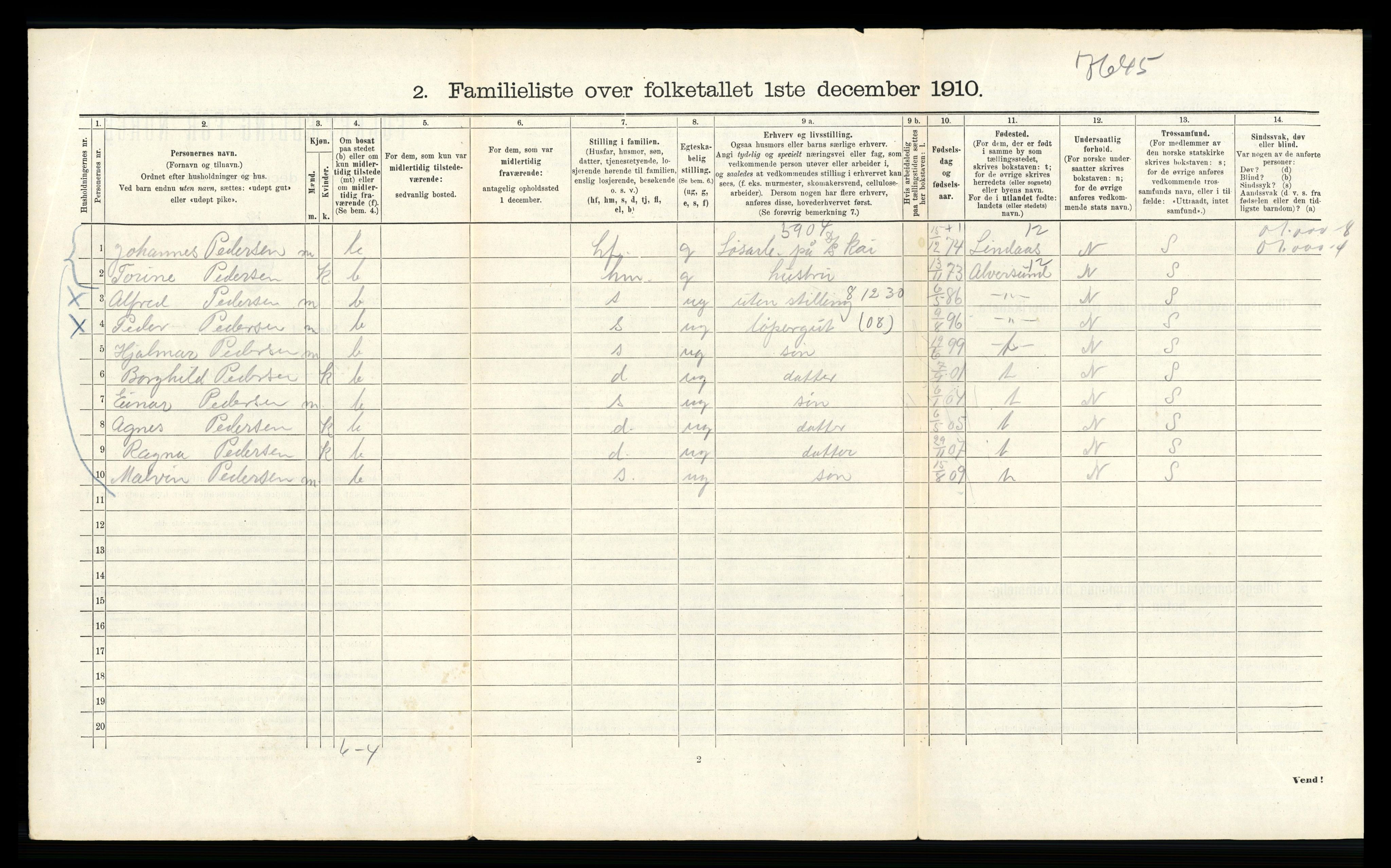 RA, 1910 census for Bergen, 1910, p. 41184