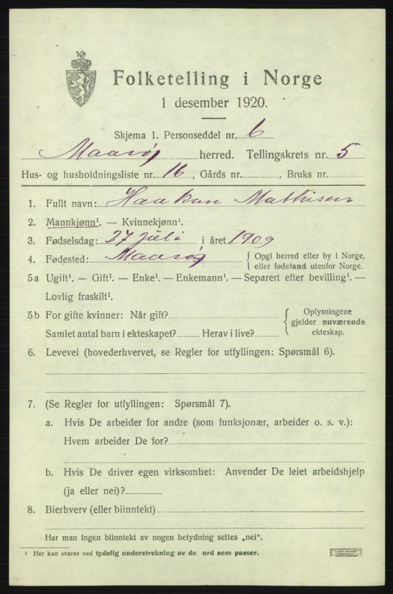 SATØ, 1920 census for Måsøy, 1920, p. 2642