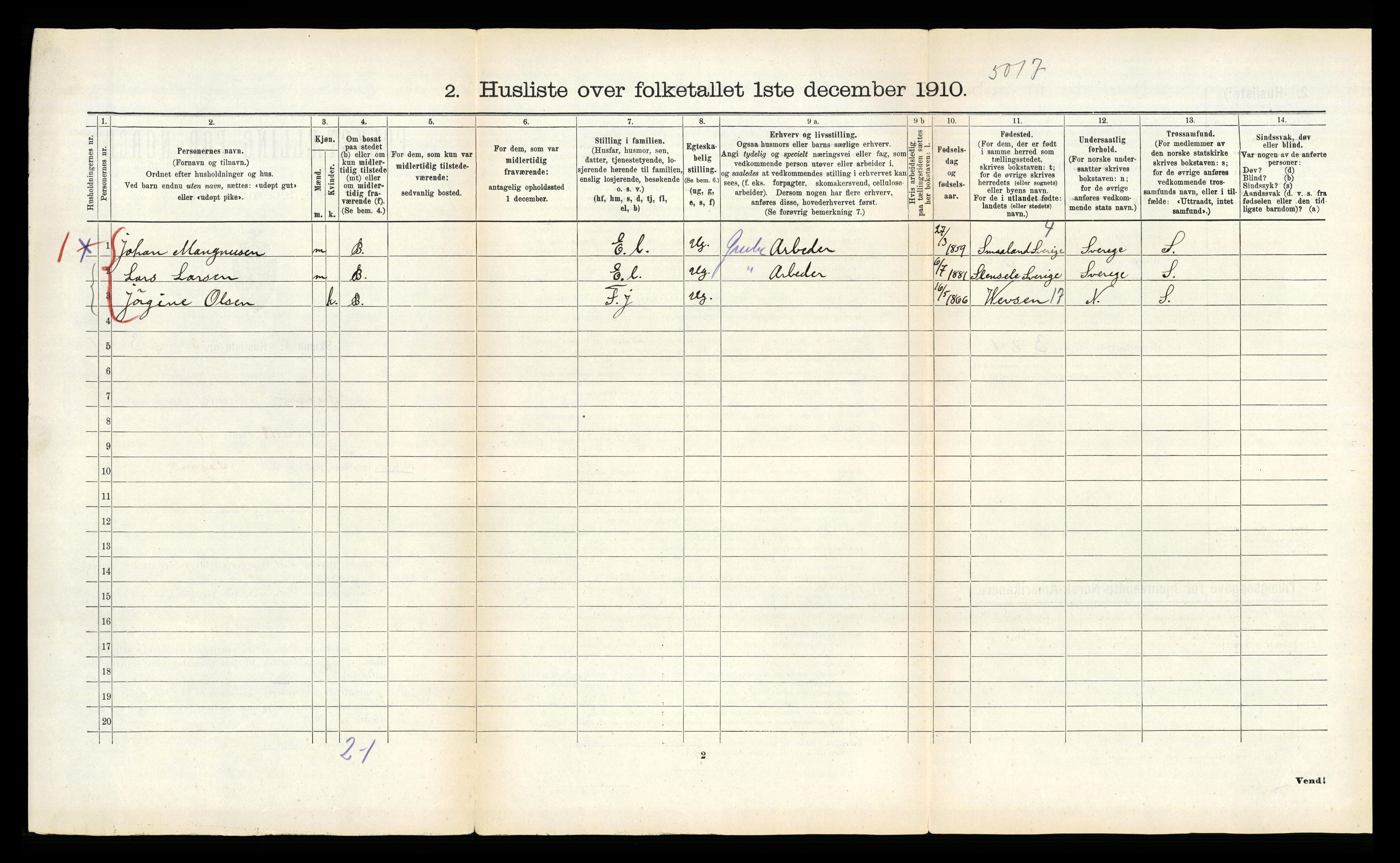 RA, 1910 census for Fauske, 1910, p. 133