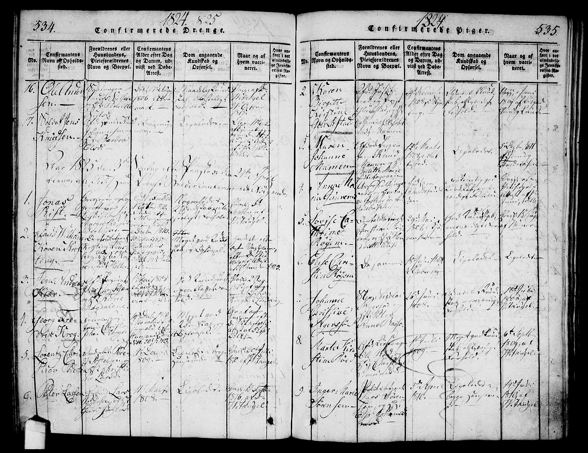 Halden prestekontor Kirkebøker, SAO/A-10909/G/Ga/L0001: Parish register (copy) no. 1, 1815-1833, p. 534-535