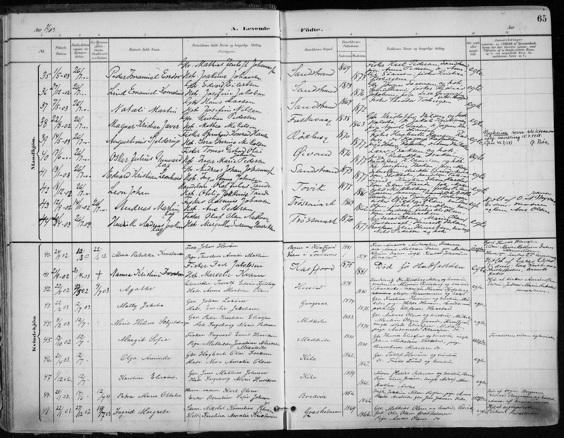 Trondenes sokneprestkontor, SATØ/S-1319/H/Ha/L0017kirke: Parish register (official) no. 17, 1899-1908, p. 65