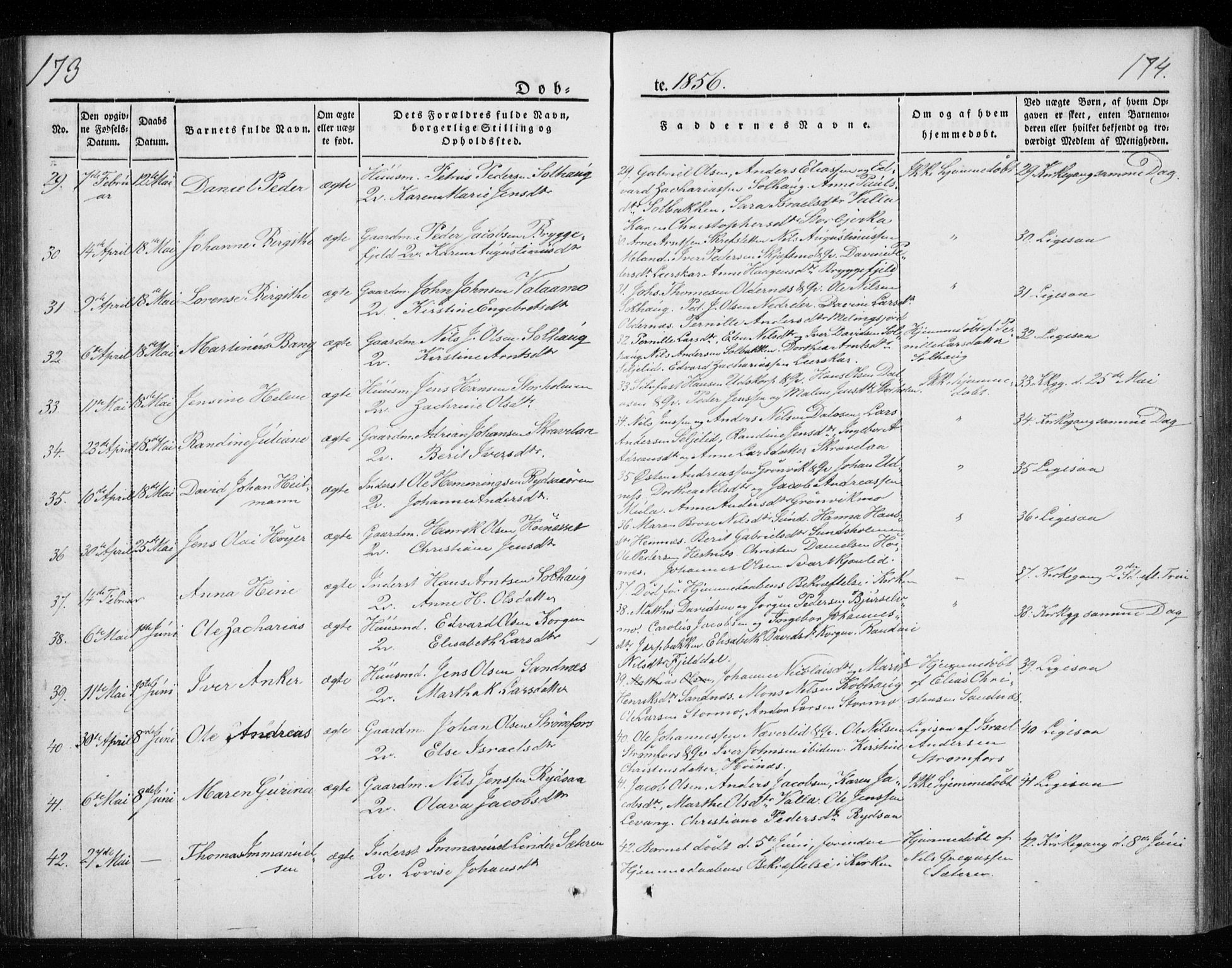 Ministerialprotokoller, klokkerbøker og fødselsregistre - Nordland, AV/SAT-A-1459/825/L0355: Parish register (official) no. 825A09, 1842-1863, p. 173-174