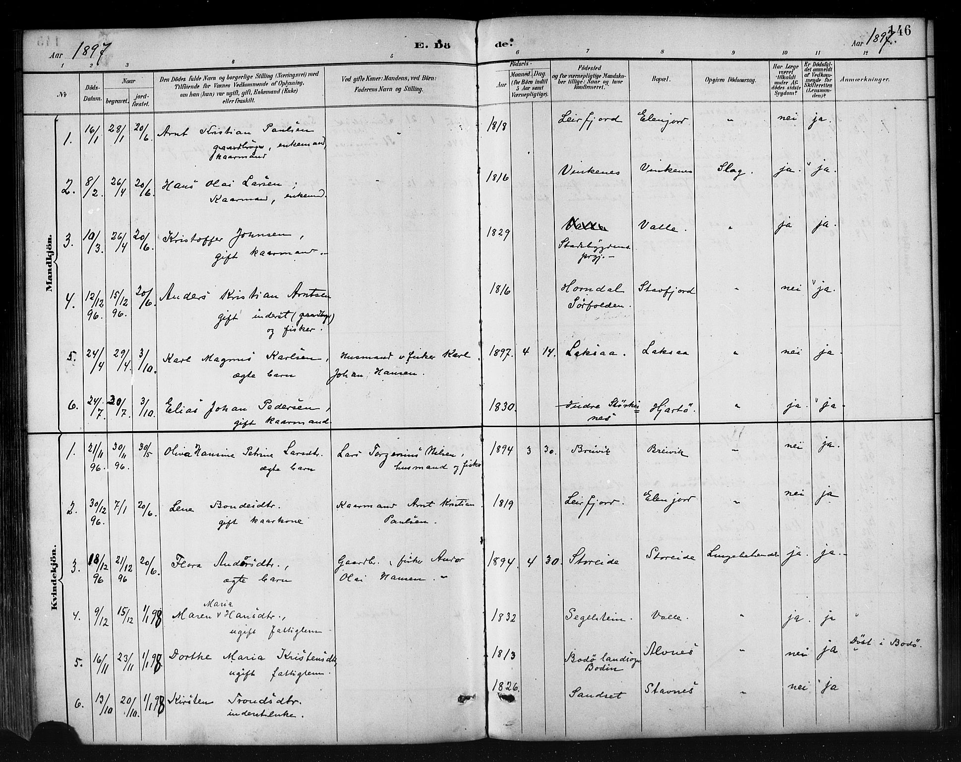 Ministerialprotokoller, klokkerbøker og fødselsregistre - Nordland, AV/SAT-A-1459/858/L0831: Parish register (official) no. 858A01, 1884-1902, p. 146